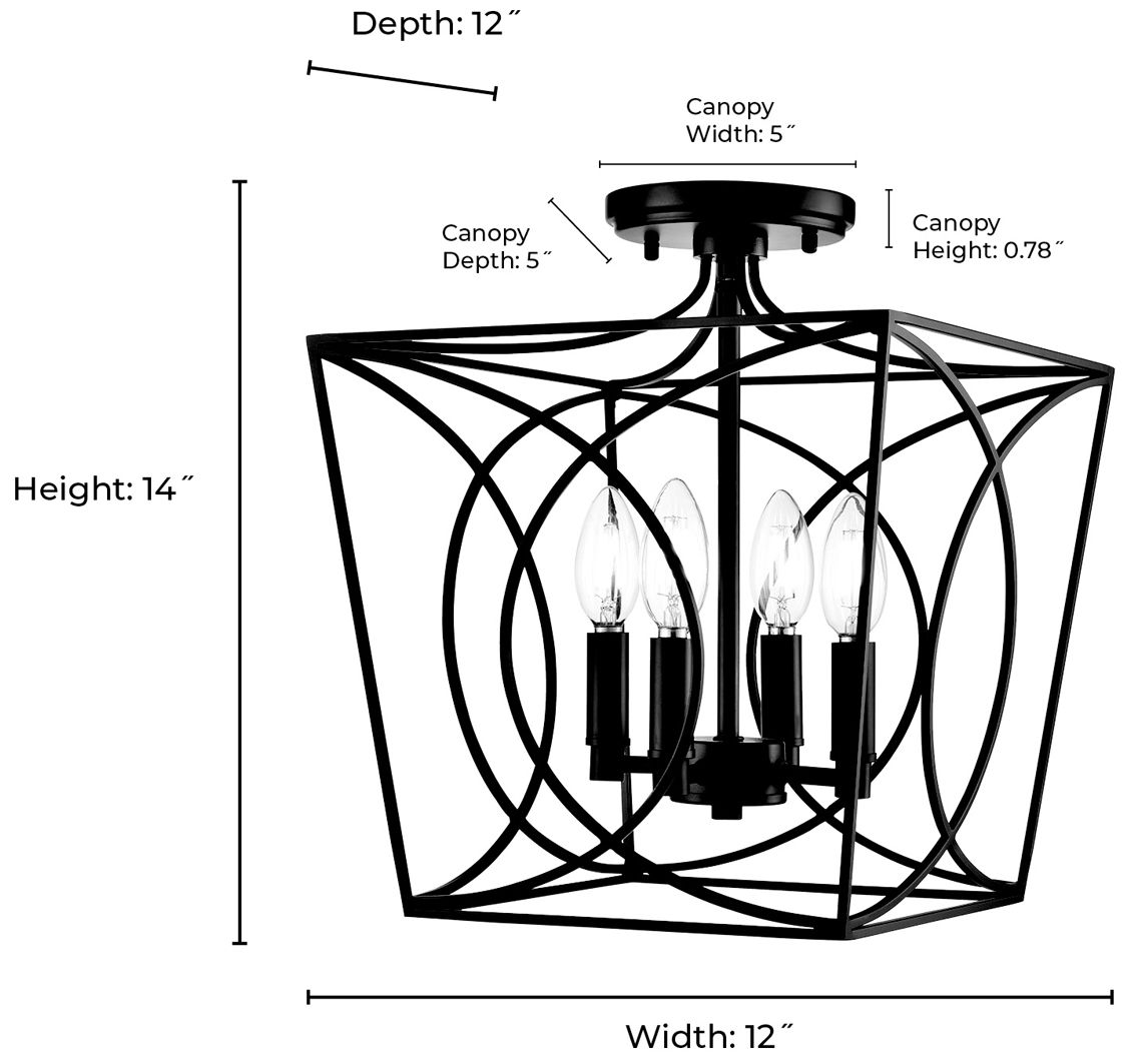 Image 7 Millennium Lighting Tracy 4-Light Indoor Semi-Flush in Matte Black more views
