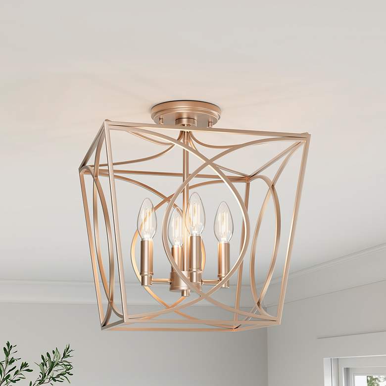 Image 7 Millennium Lighting Tracy 4-Light Indoor Semi-Flush in Painted Modern Gold more views