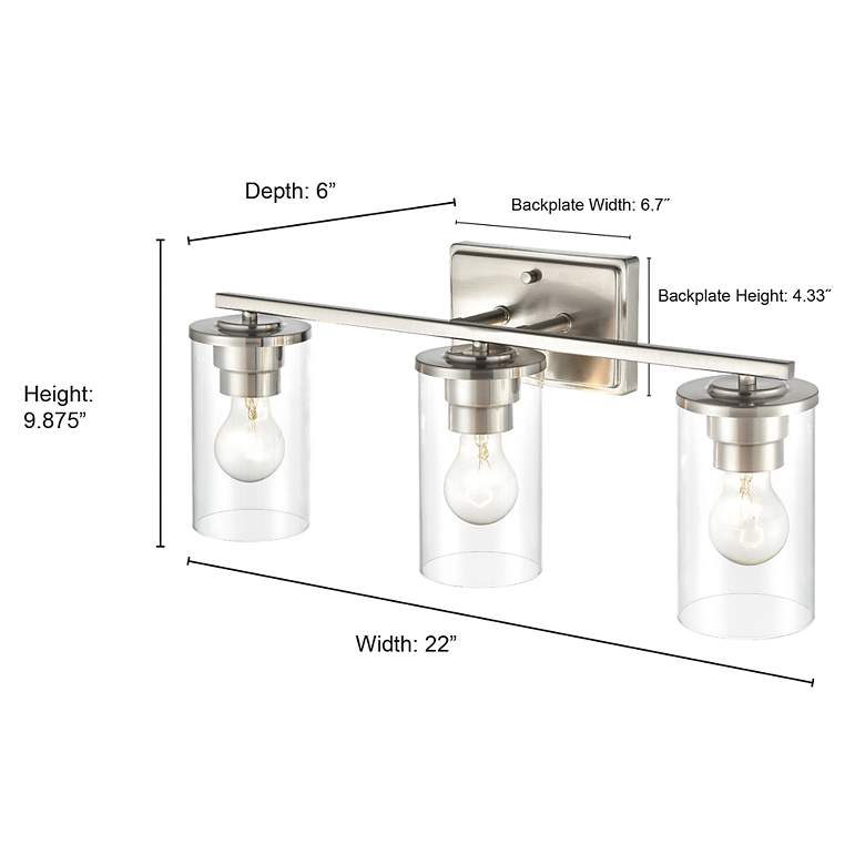 Image 5 Millennium Lighting Verlana 3 Light Vanity Fixture in Brushed Nickel more views