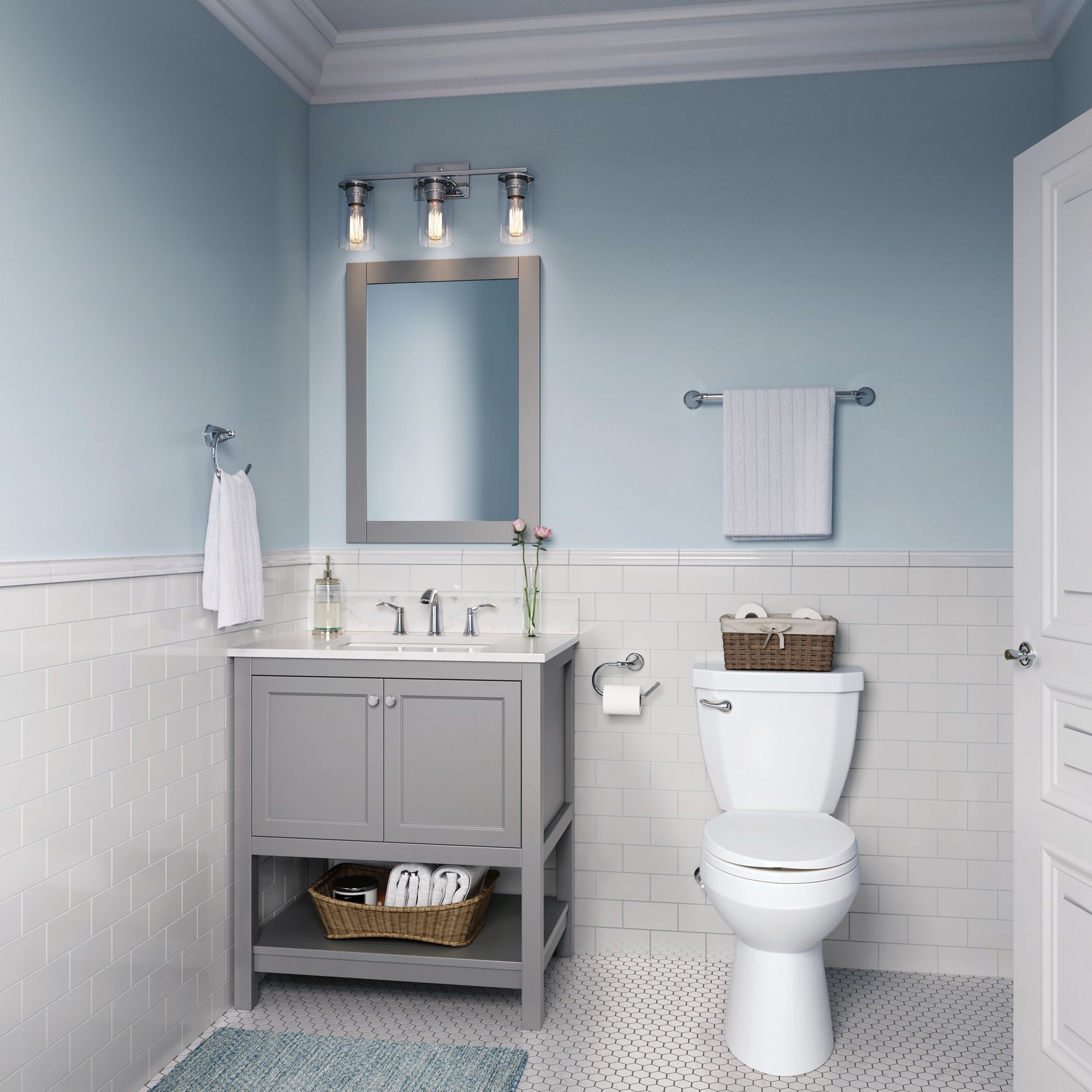 Millennium Lighting Verlana 3 Light Vanity Fixture in Chrome in scene