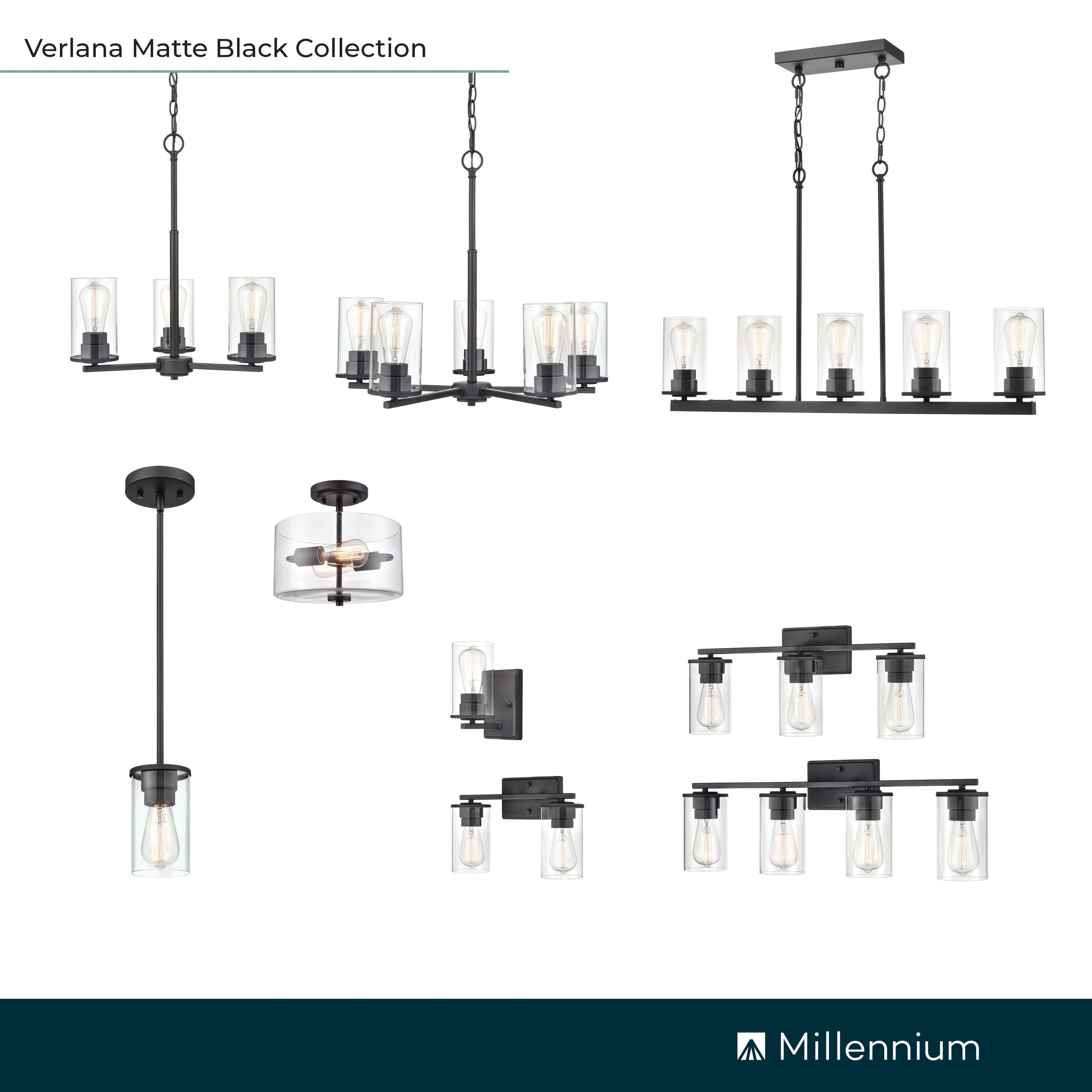 Millennium Lighting Verlana 3 Light Vanity Fixture in Matte Black