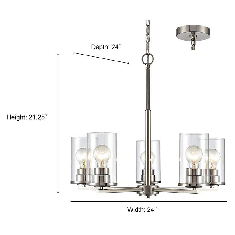 Image 5 Millennium Lighting Verlana 5 Light Chandelier Fixture in Brushed Nickel more views