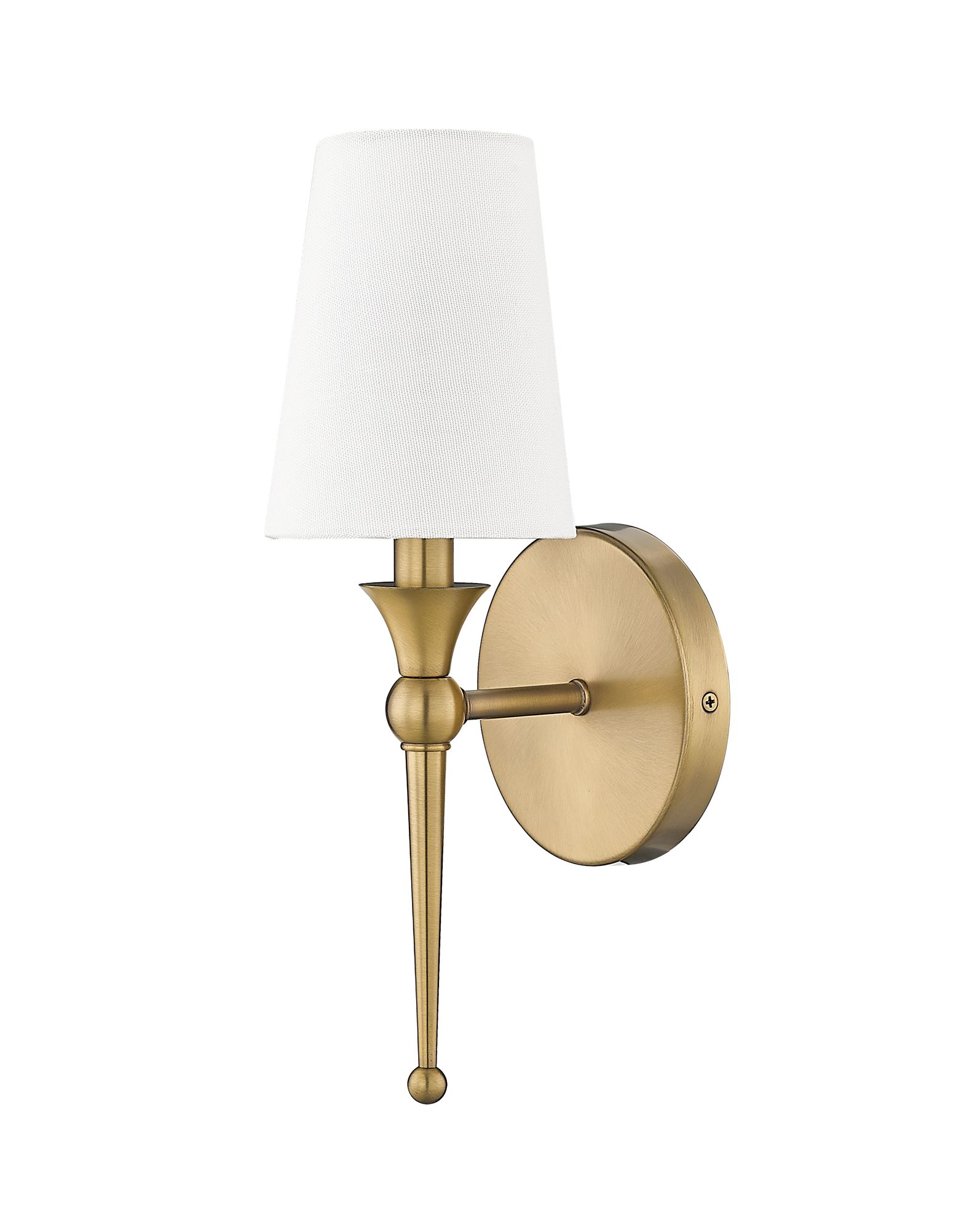 Image 2 Millennium Lighting Vintage Brass Wall Sconce with White Linen Shade more views