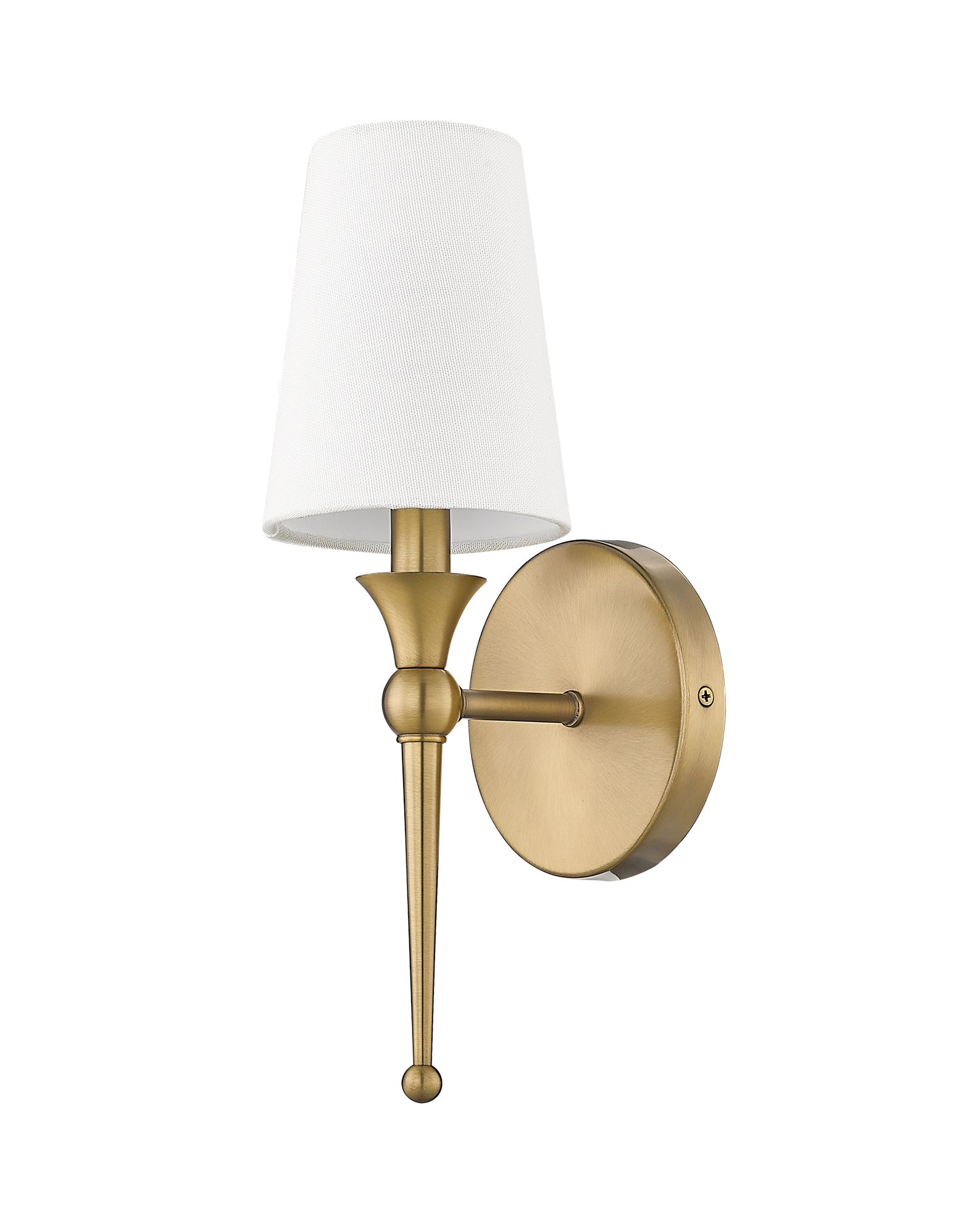 Image 3 Millennium Lighting Vintage Brass Wall Sconce with White Linen Shade more views