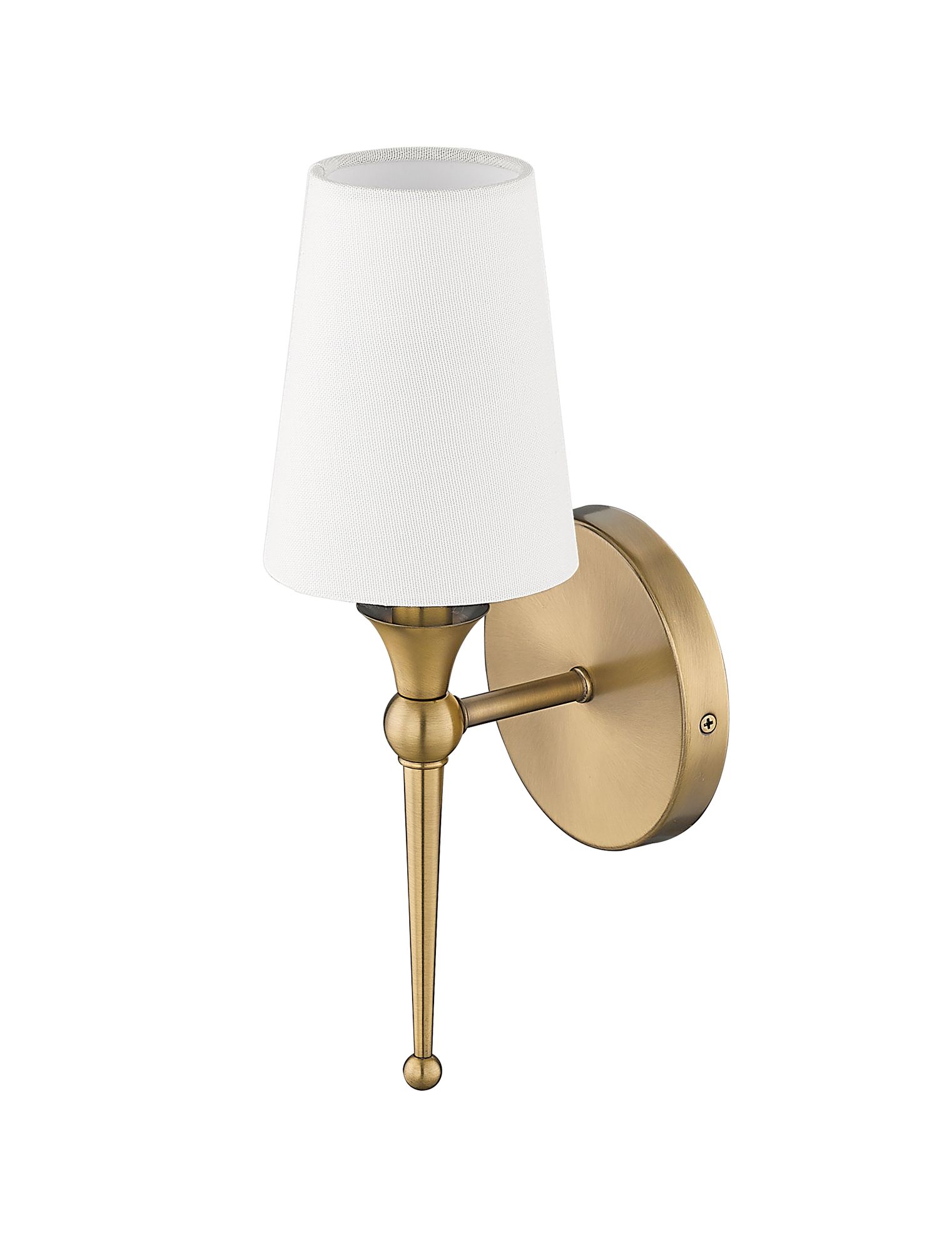 Image 4 Millennium Lighting Vintage Brass Wall Sconce with White Linen Shade more views