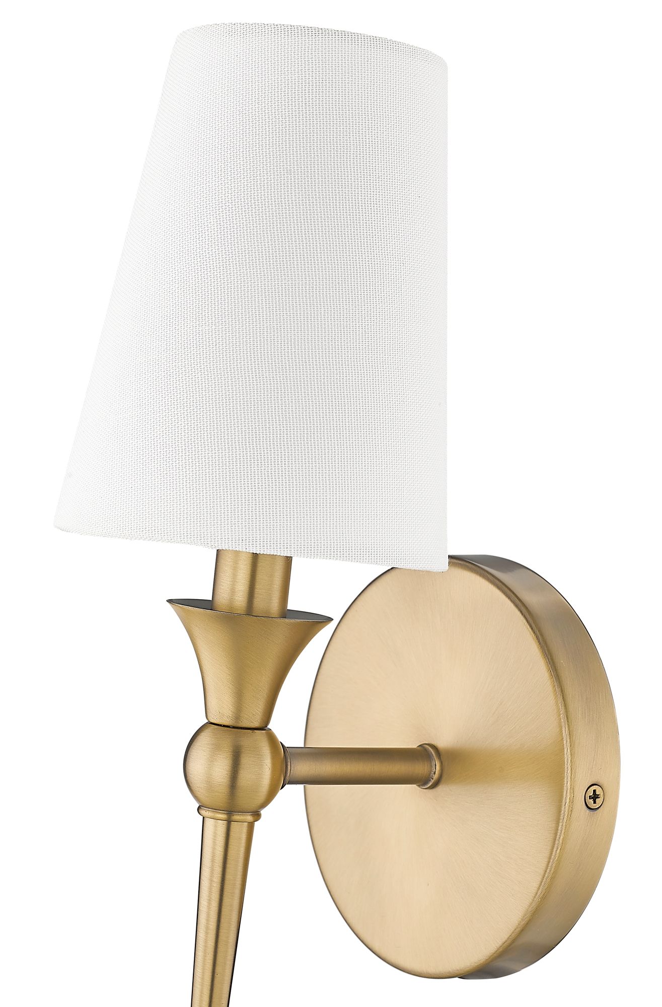 Image 5 Millennium Lighting Vintage Brass Wall Sconce with White Linen Shade more views