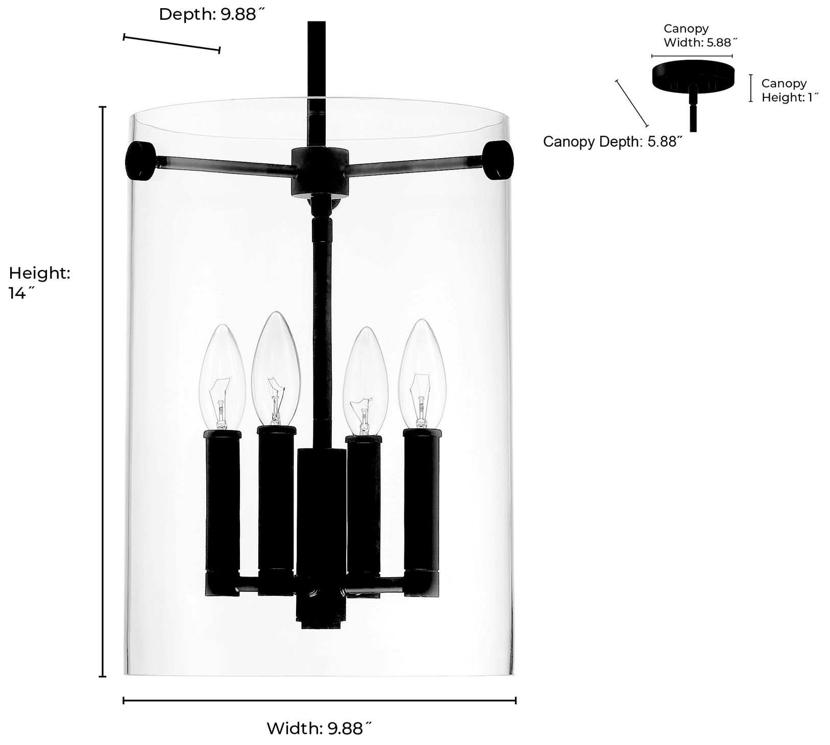 Millennium Lighting Vissi 4-Light Pendant in Matte Black