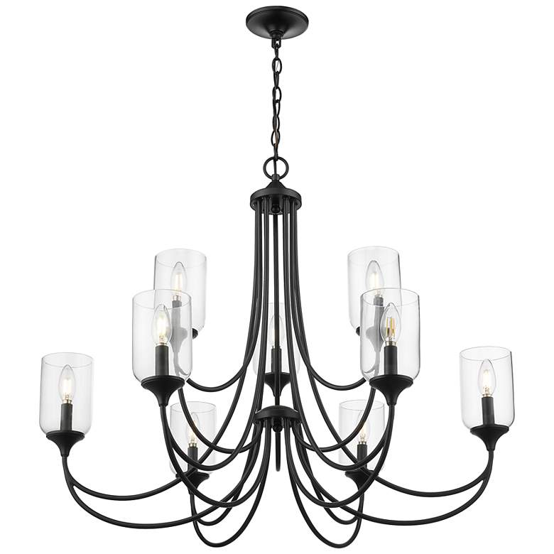 Image 3 Millennium Lighting Waddingham 9-Light Chandelier in Matte Black more views