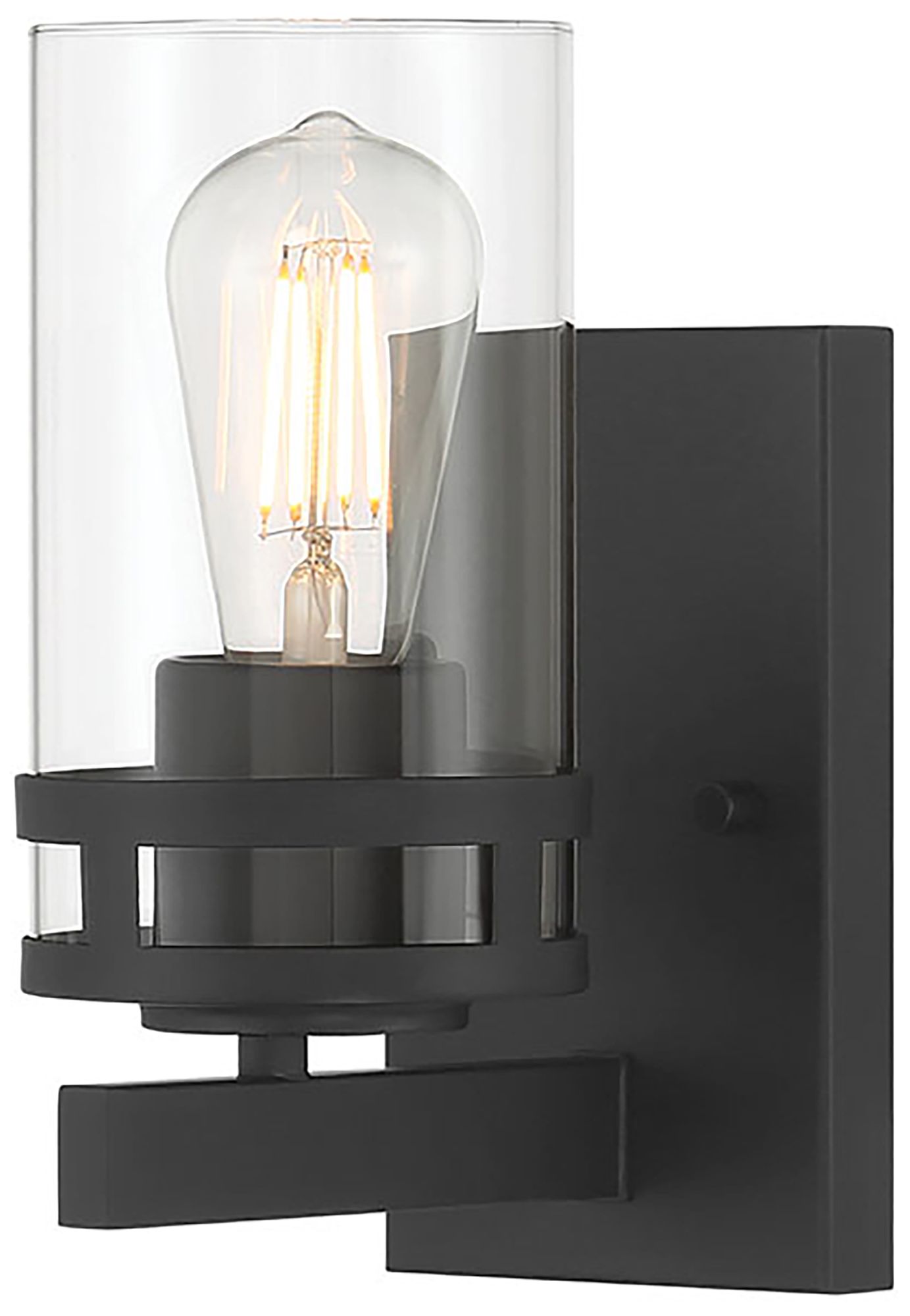 Millennium Lunden 1-Light 4.5" Matte Black Wall Sconce with Glass Shade