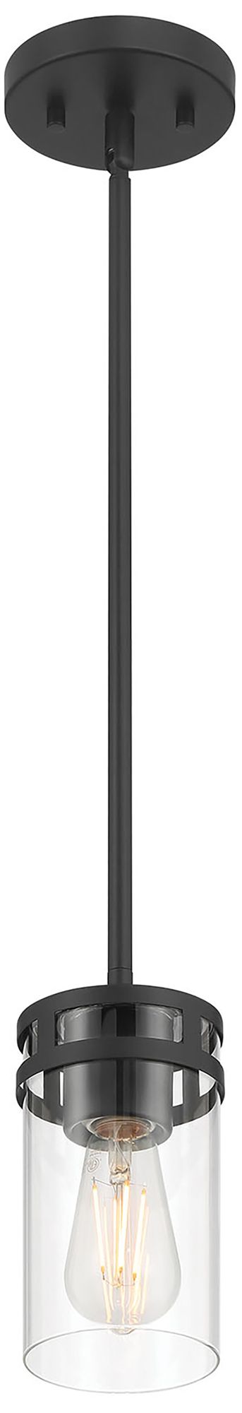 Millennium Lunden 1-Light 4" Matte Black Mini Pendant with Glass Shade