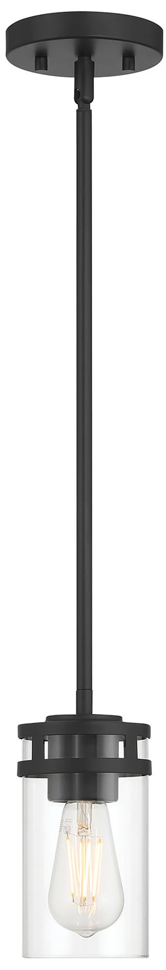 Image 3 Millennium Lunden 1-Light 4" Matte Black Mini Pendant with Glass Shade more views