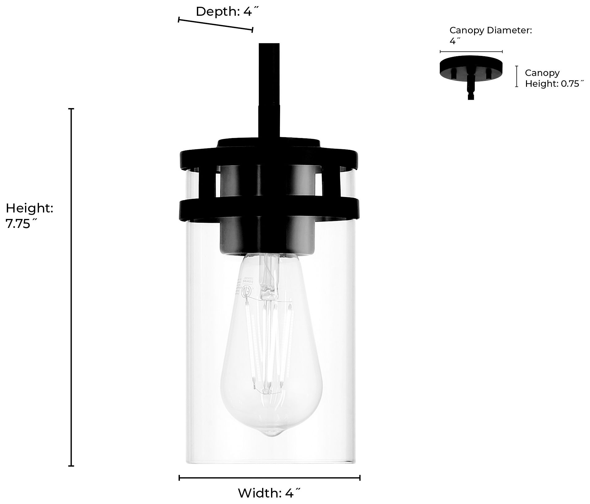 Image 7 Millennium Lunden 1-Light 4" Matte Black Mini Pendant with Glass Shade more views
