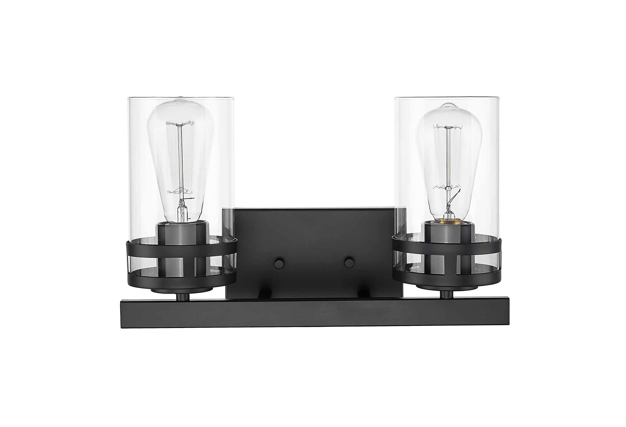Image 2 Millennium Lunden 2-Light 14.5" Matte Black Vanity Light with Glass Shade more views