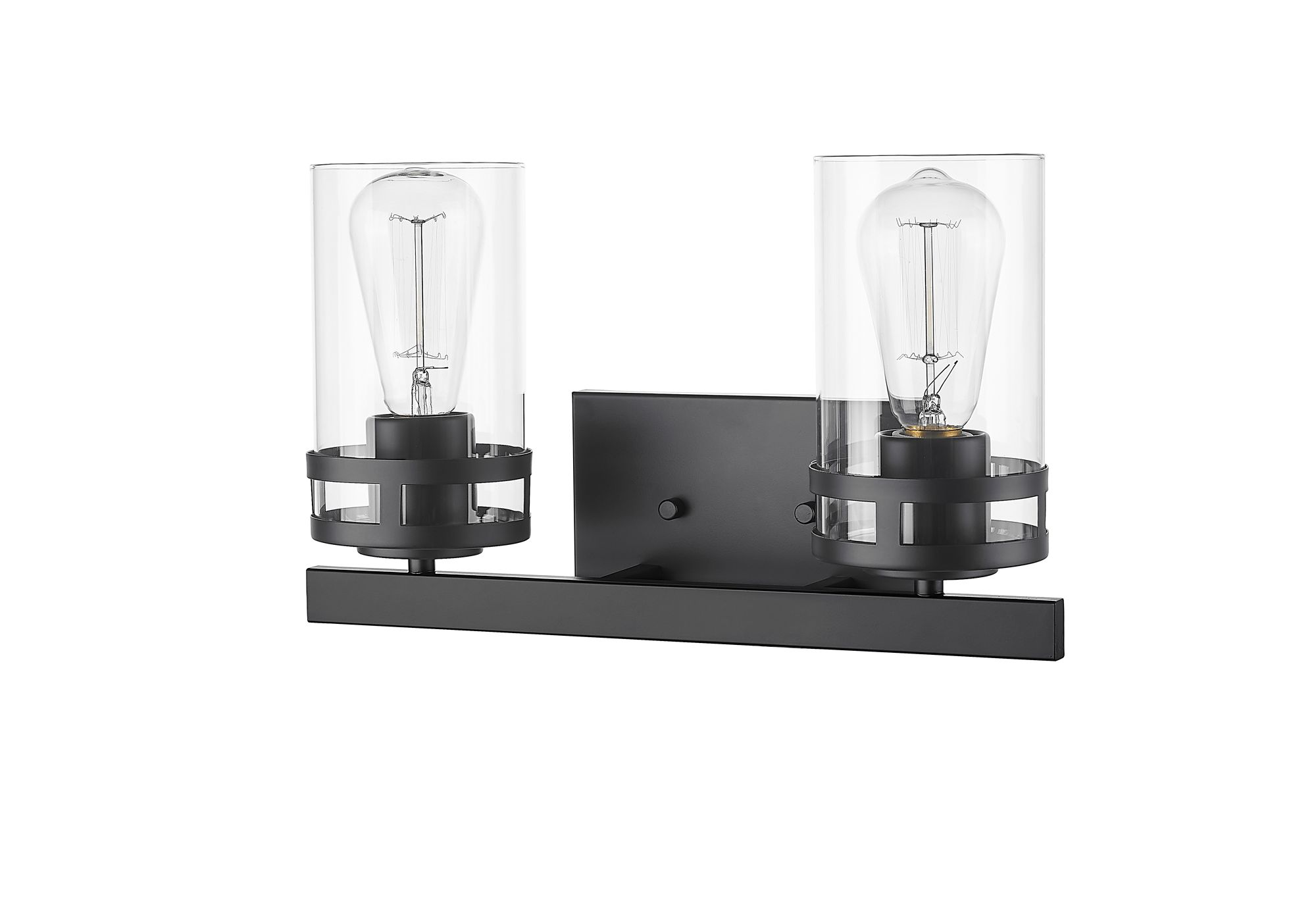 Image 3 Millennium Lunden 2-Light 14.5" Matte Black Vanity Light with Glass Shade more views