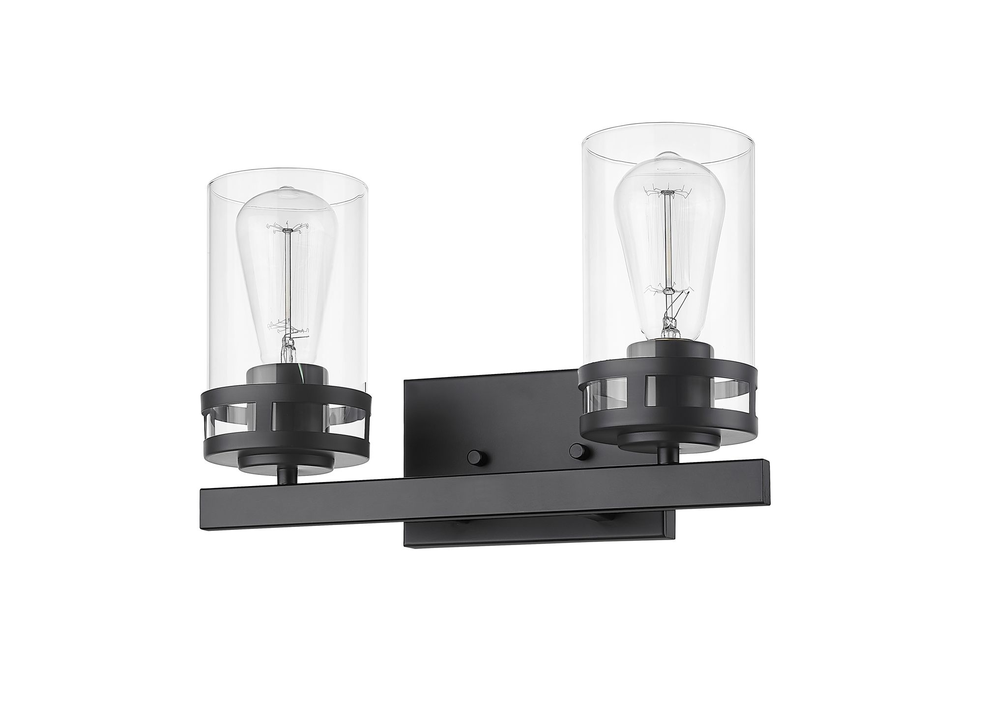 Image 4 Millennium Lunden 2-Light 14.5" Matte Black Vanity Light with Glass Shade more views