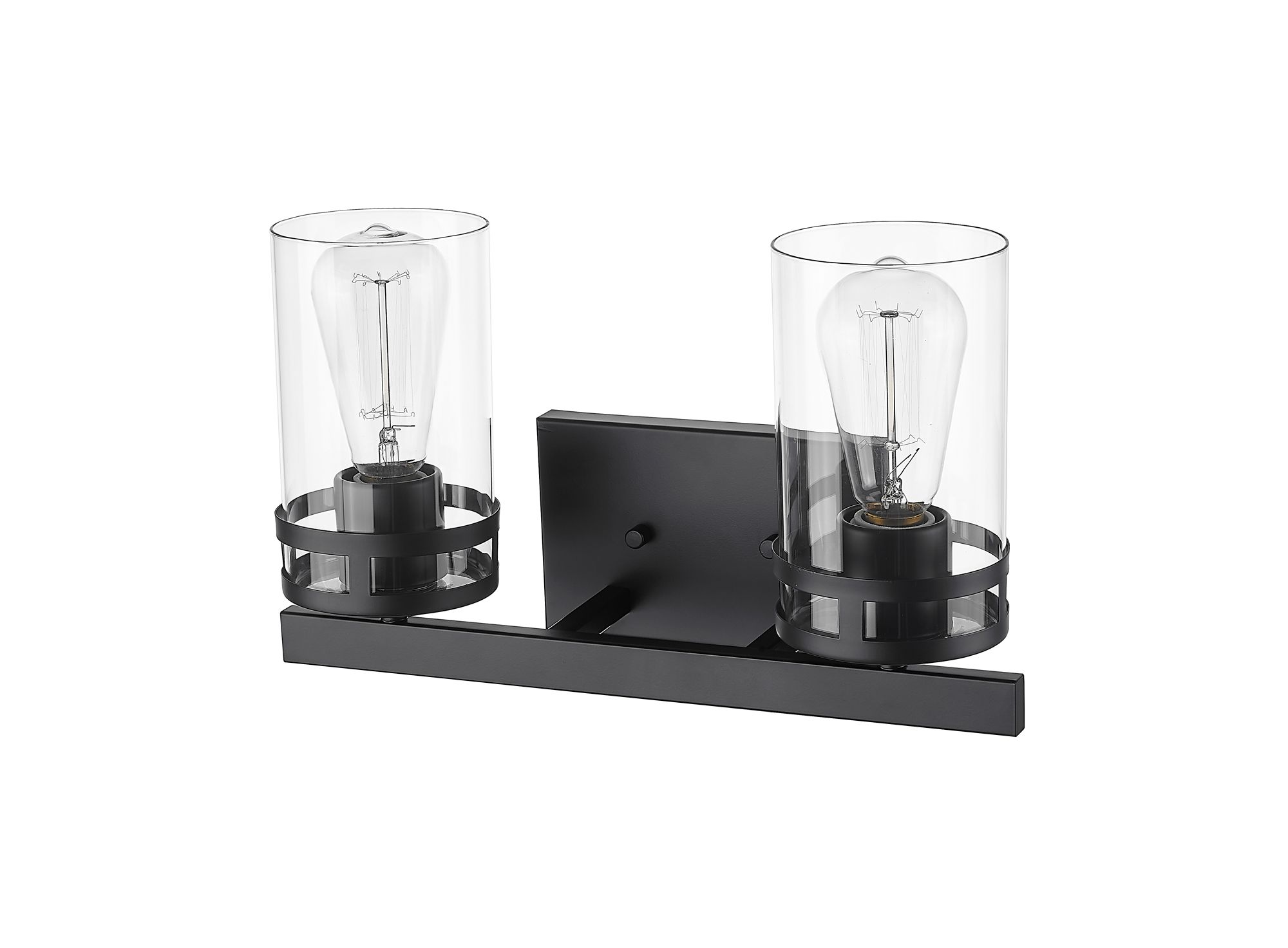 Image 5 Millennium Lunden 2-Light 14.5" Matte Black Vanity Light with Glass Shade more views