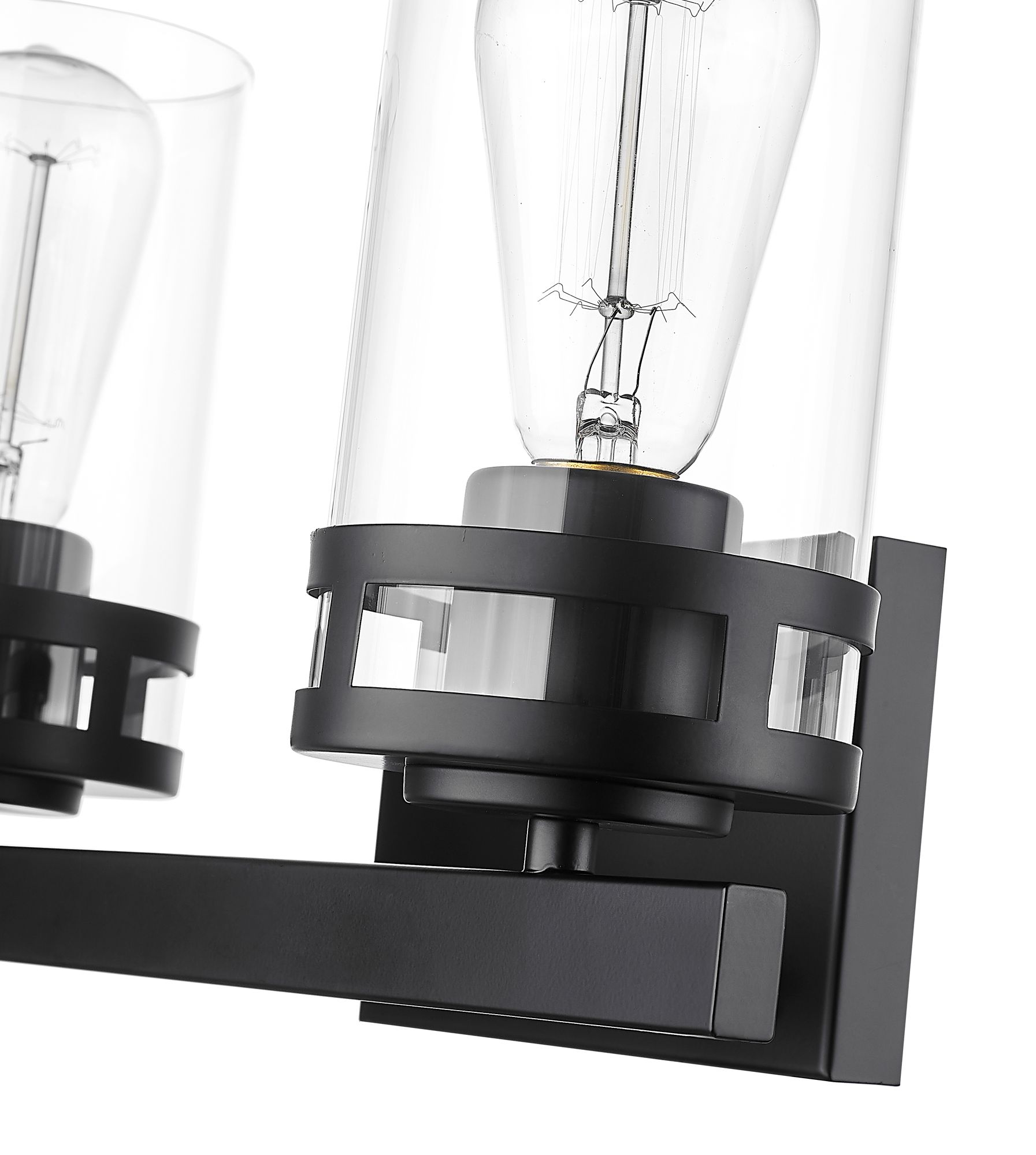 Image 6 Millennium Lunden 2-Light 14.5" Matte Black Vanity Light with Glass Shade more views
