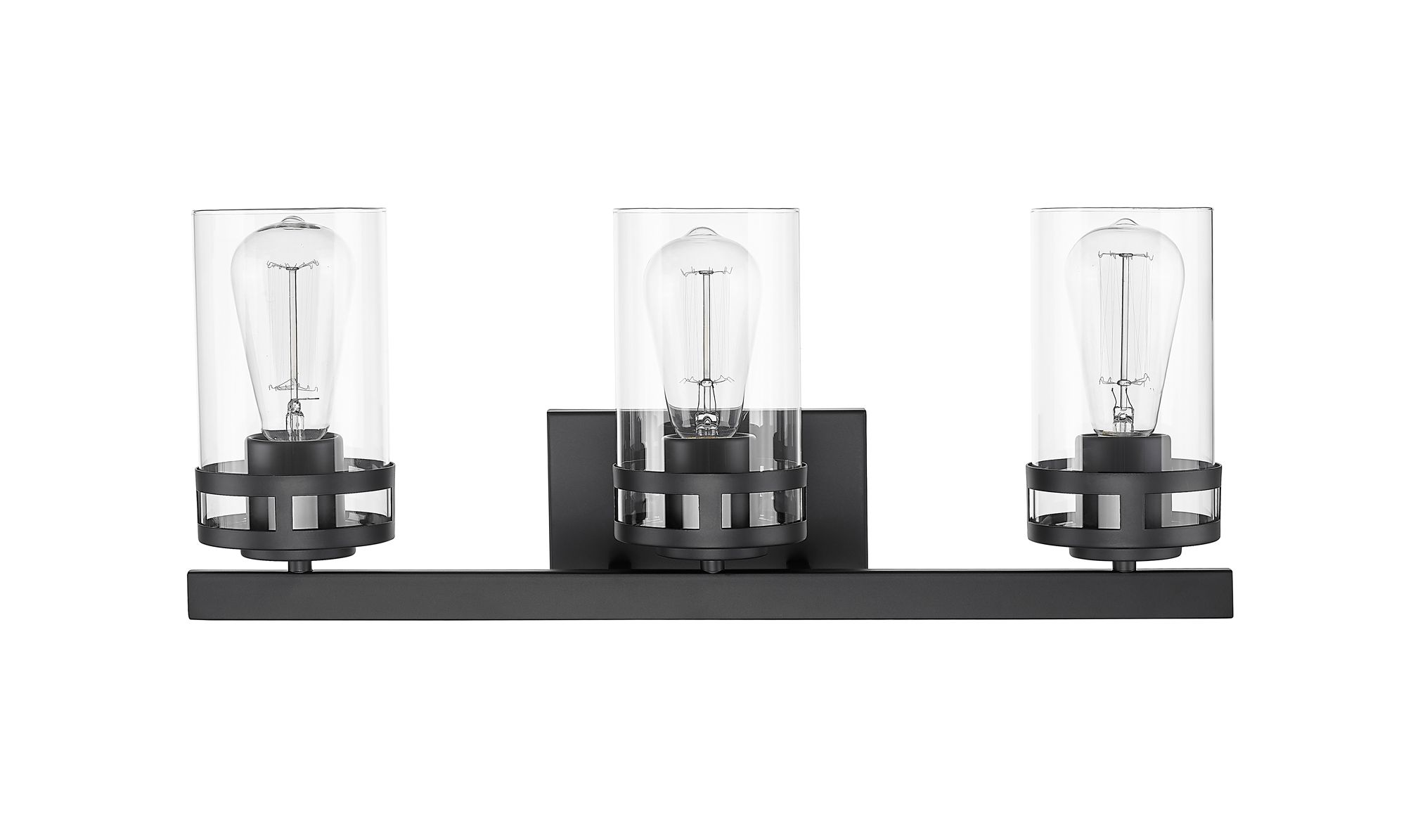 Image 2 Millennium Lunden 3-Light 22" Matte Black Vanity Light with Glass Shade more views