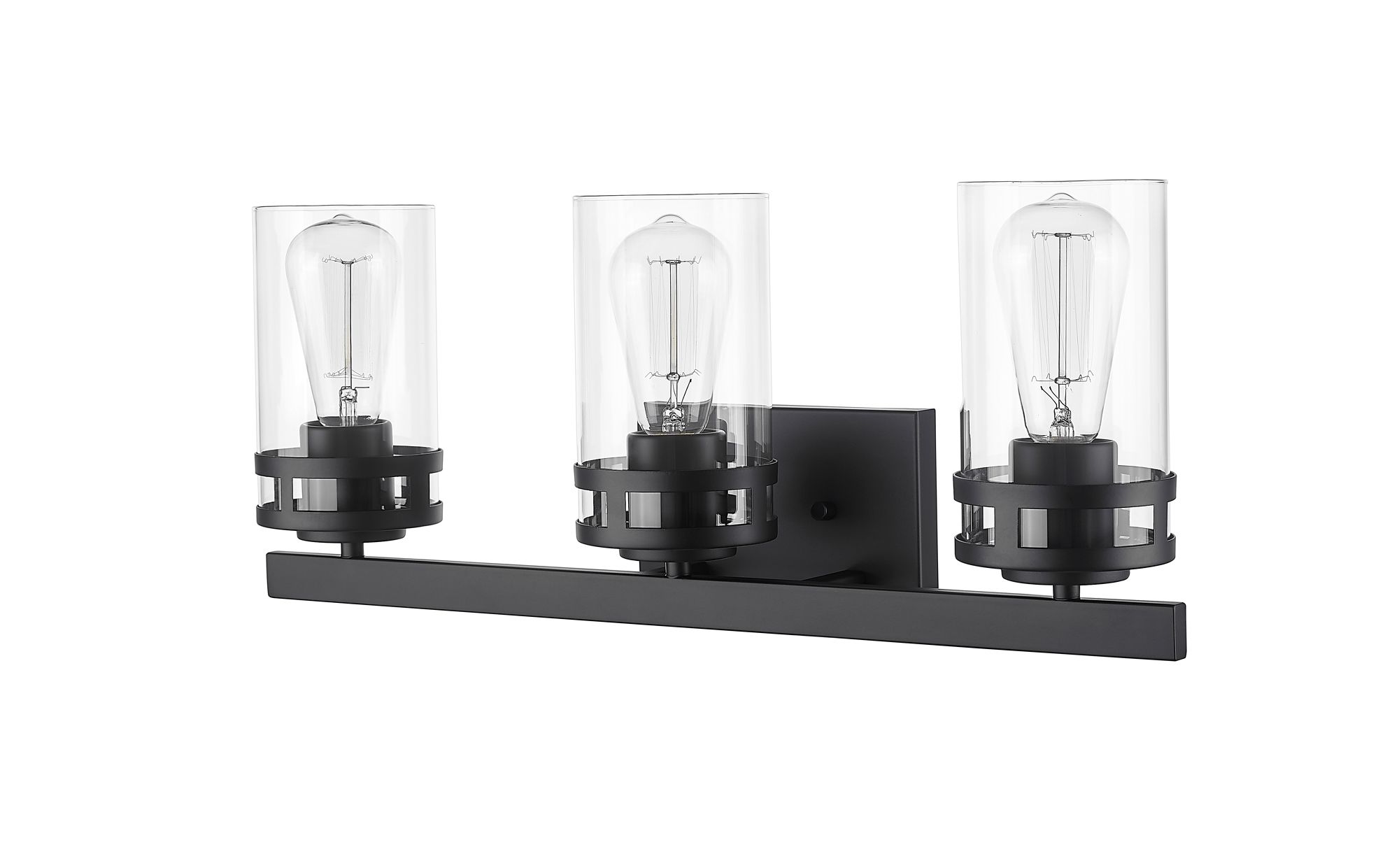 Image 3 Millennium Lunden 3-Light 22" Matte Black Vanity Light with Glass Shade more views
