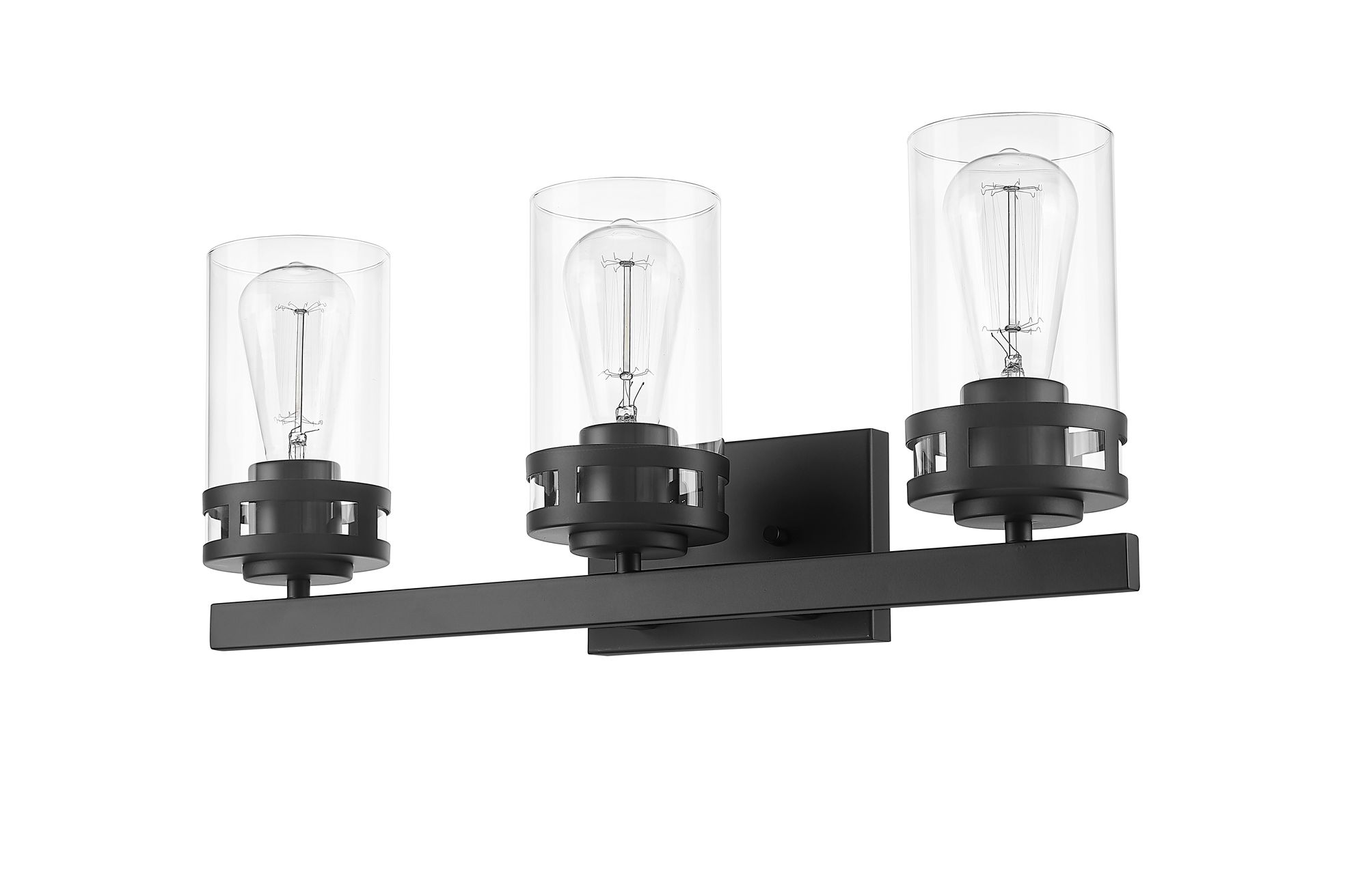 Image 4 Millennium Lunden 3-Light 22" Matte Black Vanity Light with Glass Shade more views
