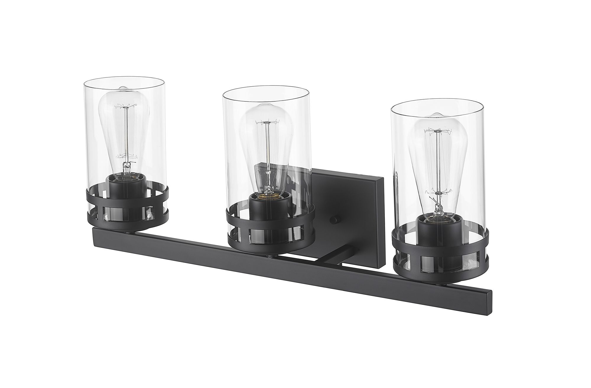 Image 5 Millennium Lunden 3-Light 22" Matte Black Vanity Light with Glass Shade more views