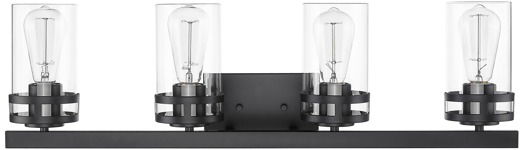 Millennium Lunden 4-Light 30.25" Matte Black Vanity Light with Glass Shade