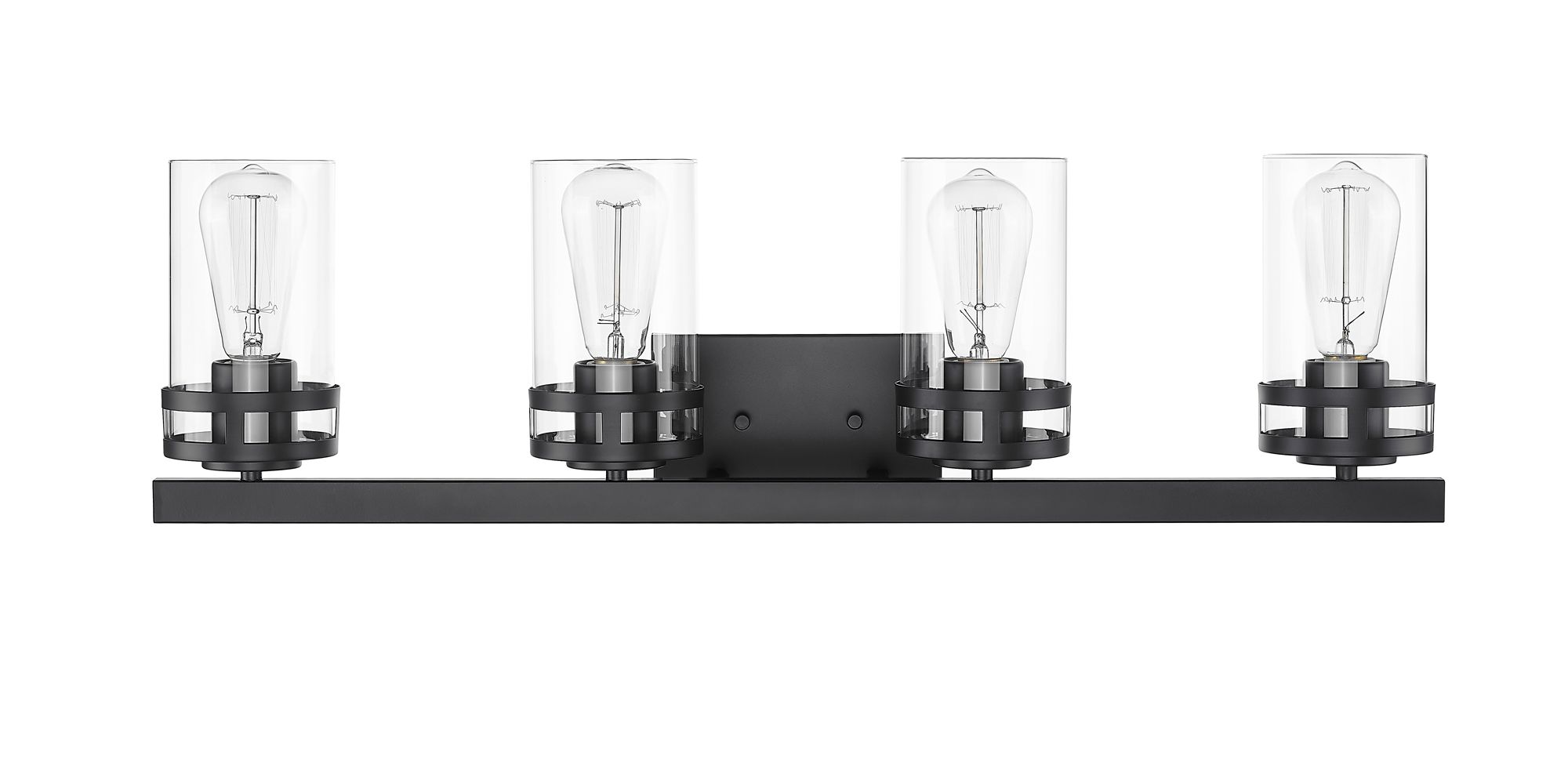Image 2 Millennium Lunden 4-Light 30.25" Matte Black Vanity Light with Glass Shade more views