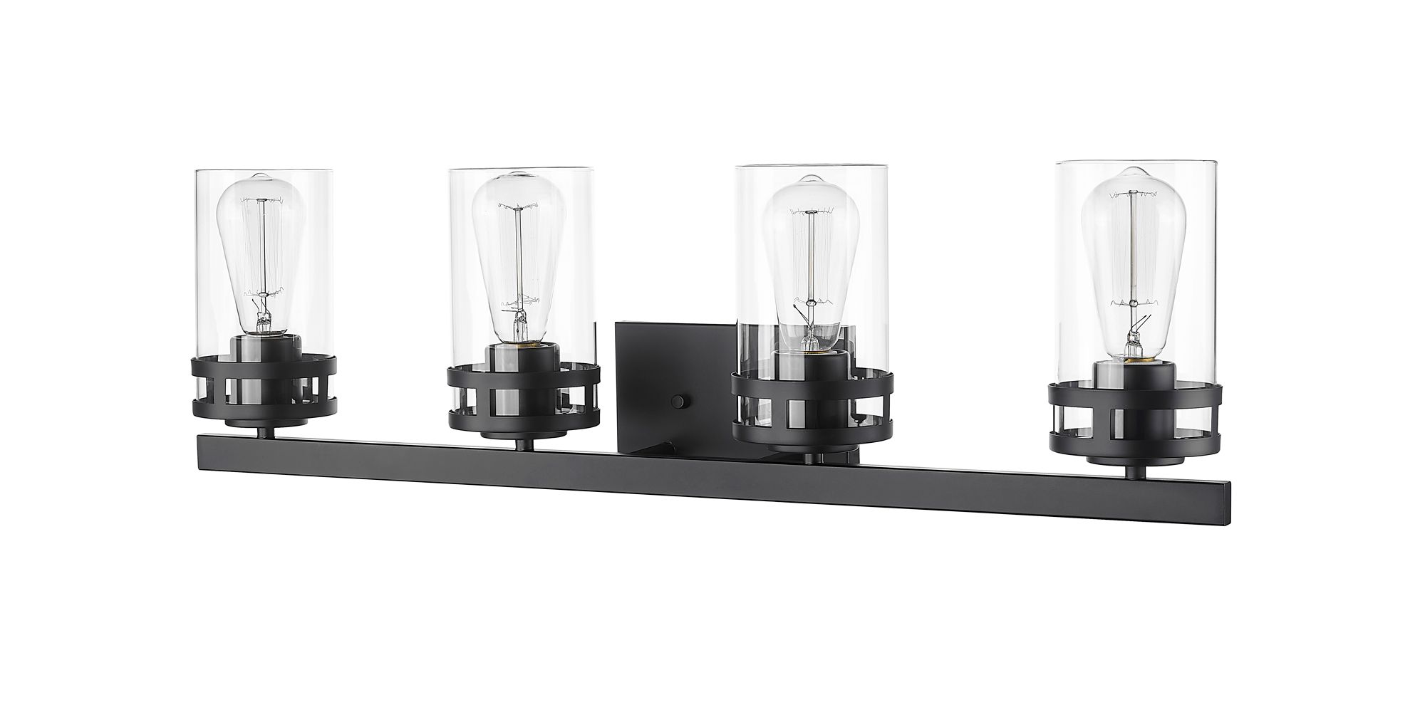 Image 3 Millennium Lunden 4-Light 30.25" Matte Black Vanity Light with Glass Shade more views