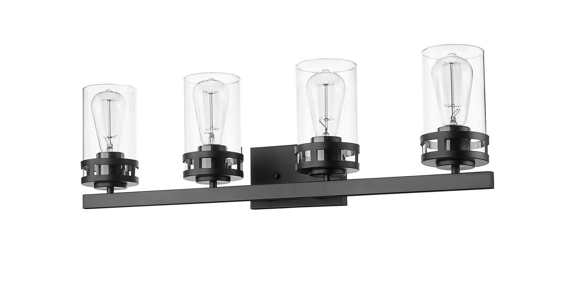 Image 4 Millennium Lunden 4-Light 30.25" Matte Black Vanity Light with Glass Shade more views