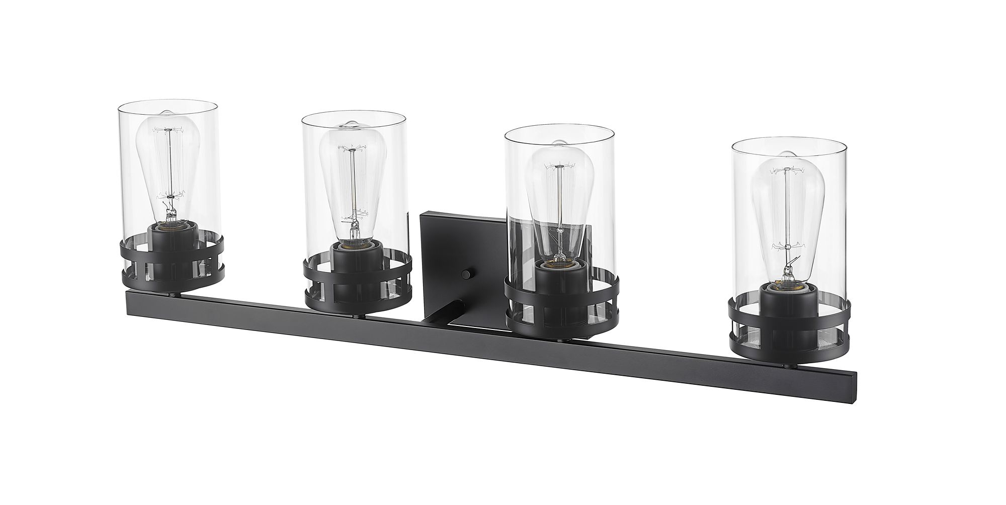 Image 5 Millennium Lunden 4-Light 30.25" Matte Black Vanity Light with Glass Shade more views