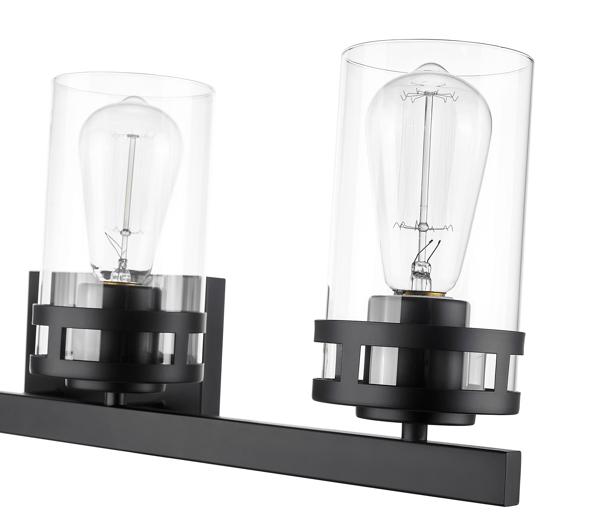 Image 6 Millennium Lunden 4-Light 30.25" Matte Black Vanity Light with Glass Shade more views