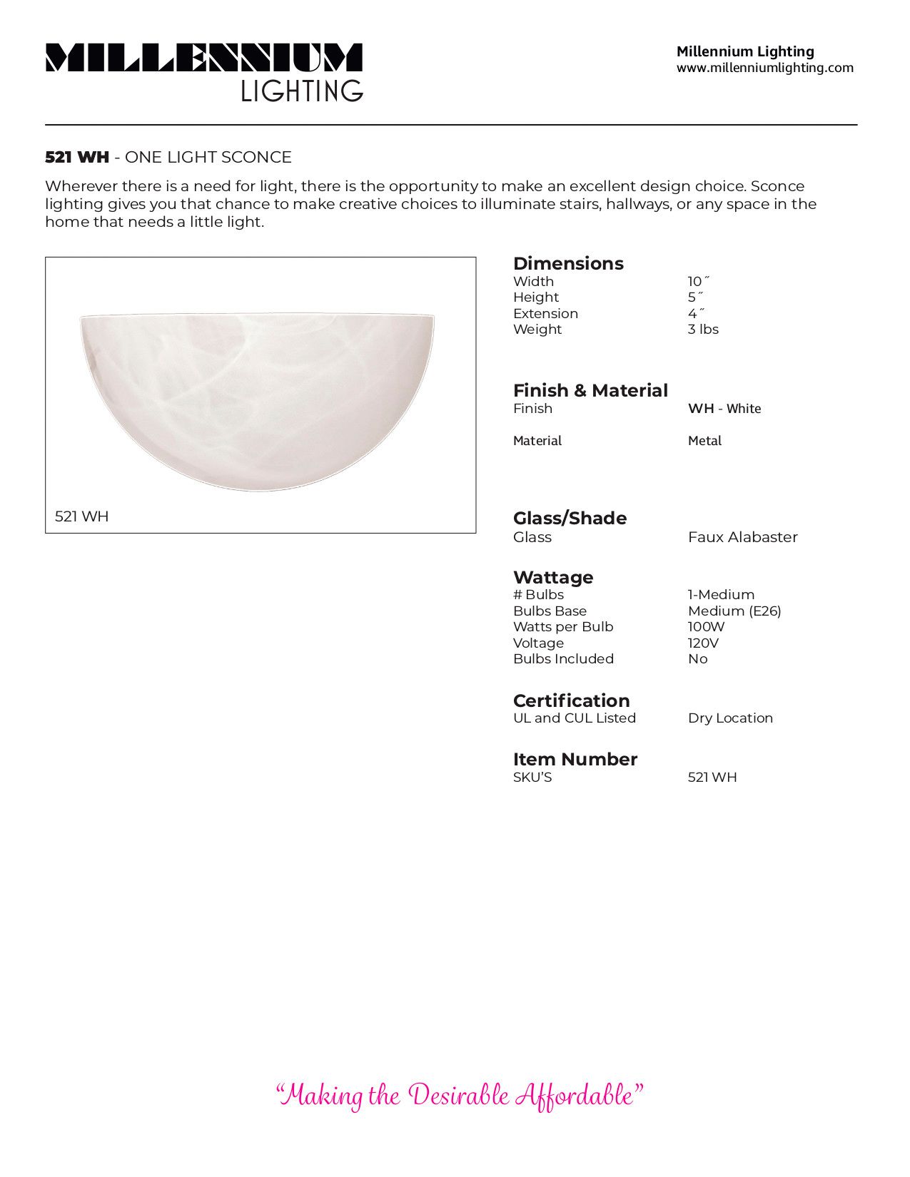 Image 5 Millennium Luneer 1-Light 10" White Wall Sconce with Glass Shade more views
