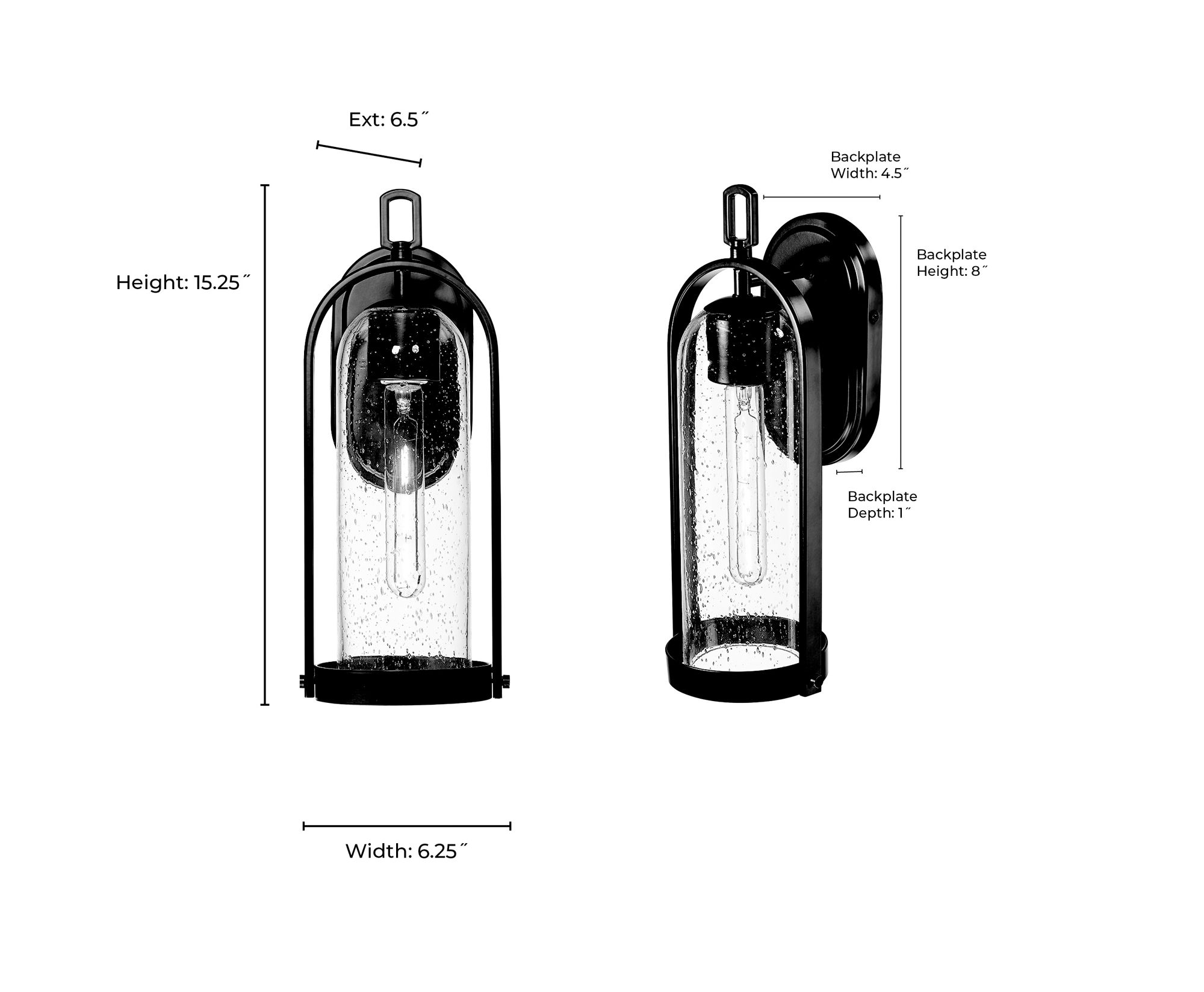 Image 7 Millennium Luxio 1-Light 15.25" Powder Coated Black Outdoor Wall Sconce more views
