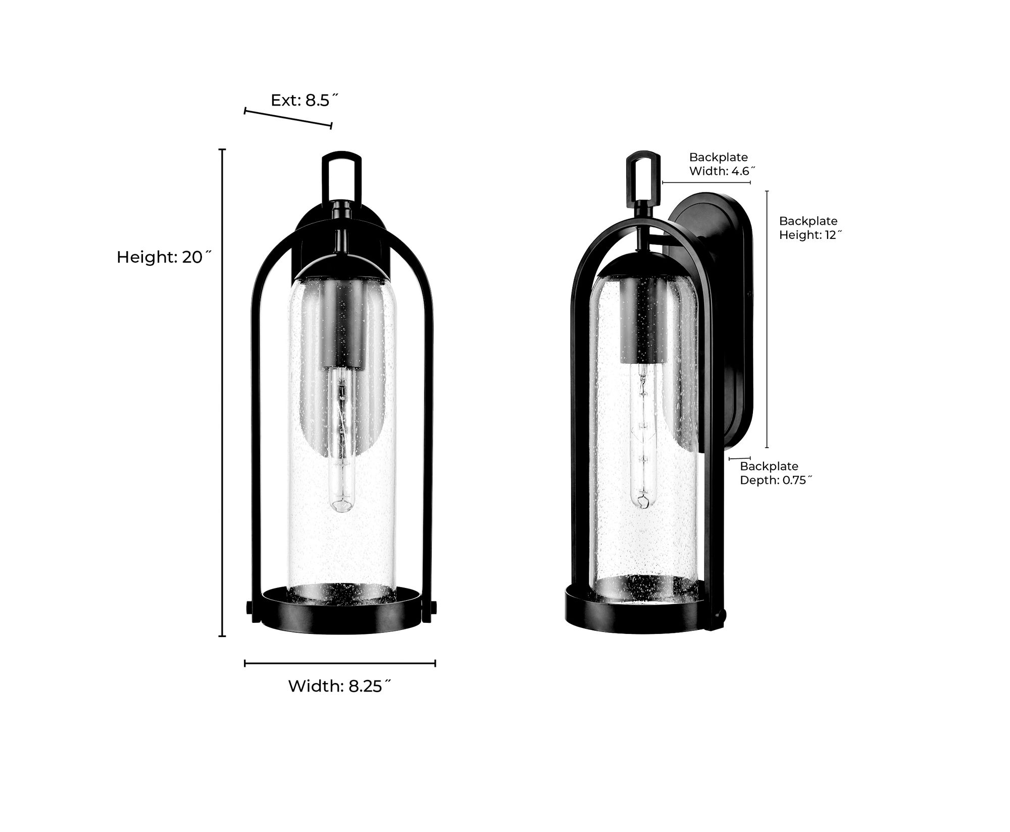 Image 7 Millennium Luxio 1-Light 20" Powder Coated Black Outdoor Wall Sconce more views