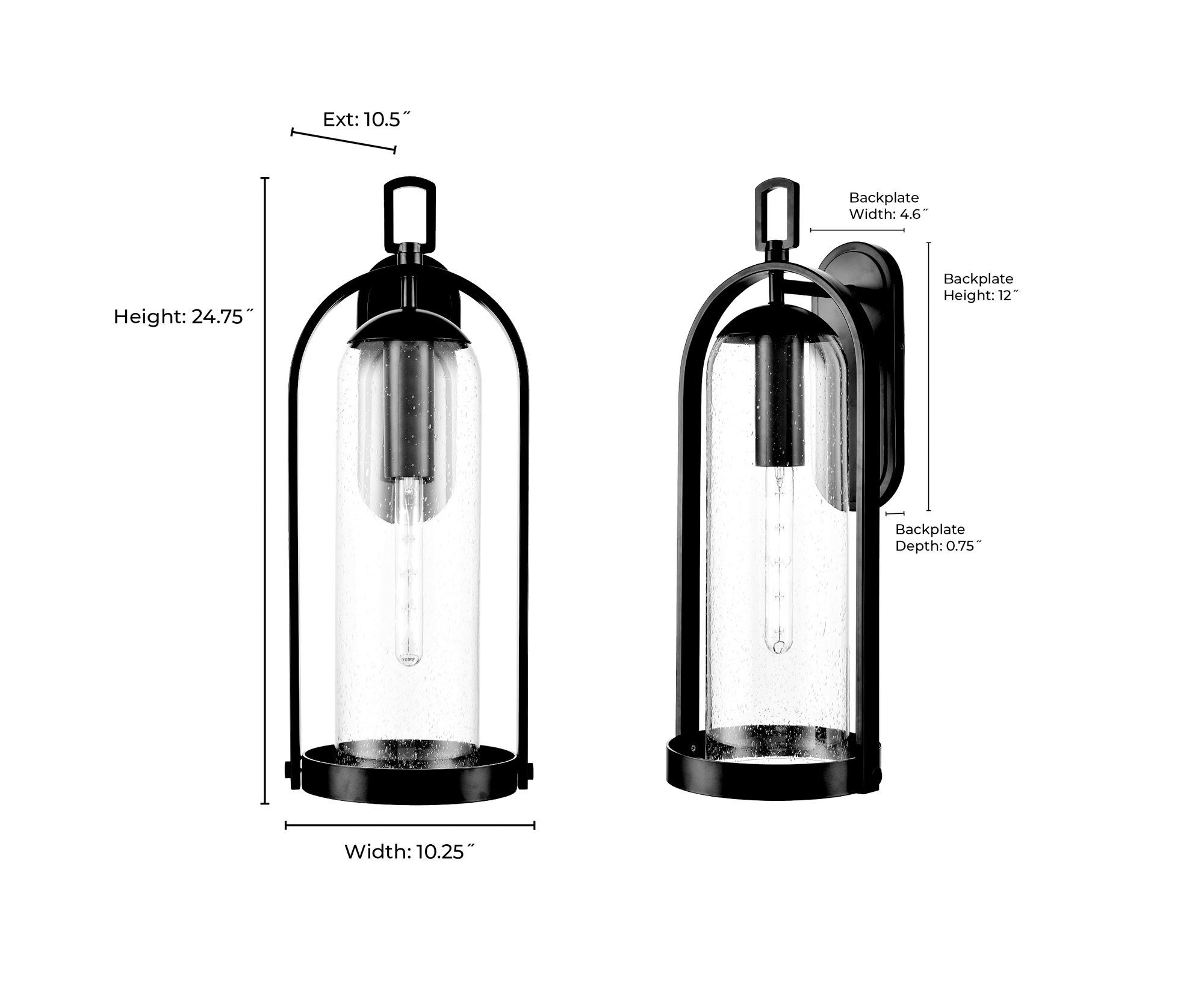 Millennium Luxio 1-Light 24.75" Powder Coated Black Outdoor Wall Sconce