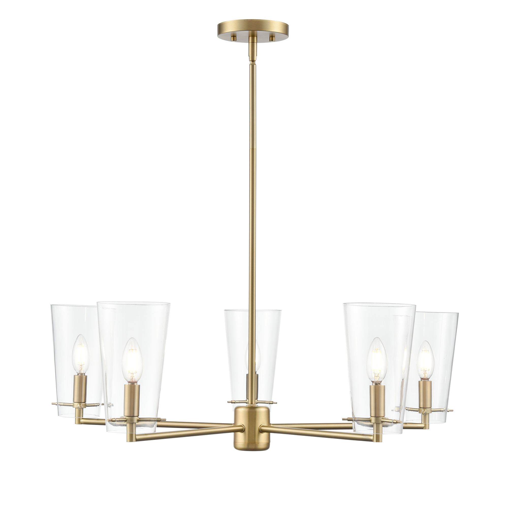 Image 2 Millennium Maccan 5-Light 31" Vintage Brass Chandelier with Glass Shade more views