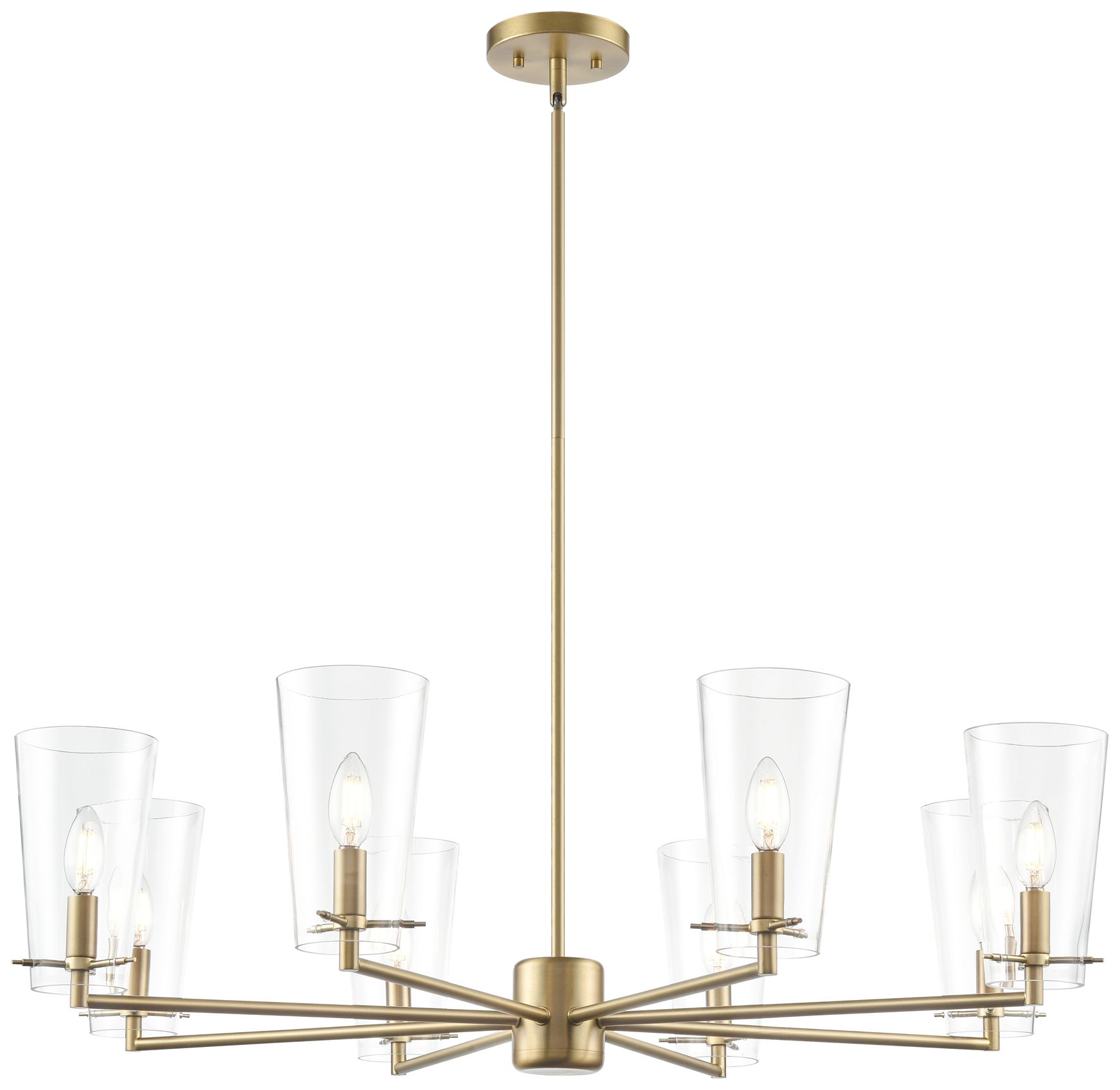 Millennium Maccan 8-Light 38.75" Vintage Brass Chandelier with Glass Shade