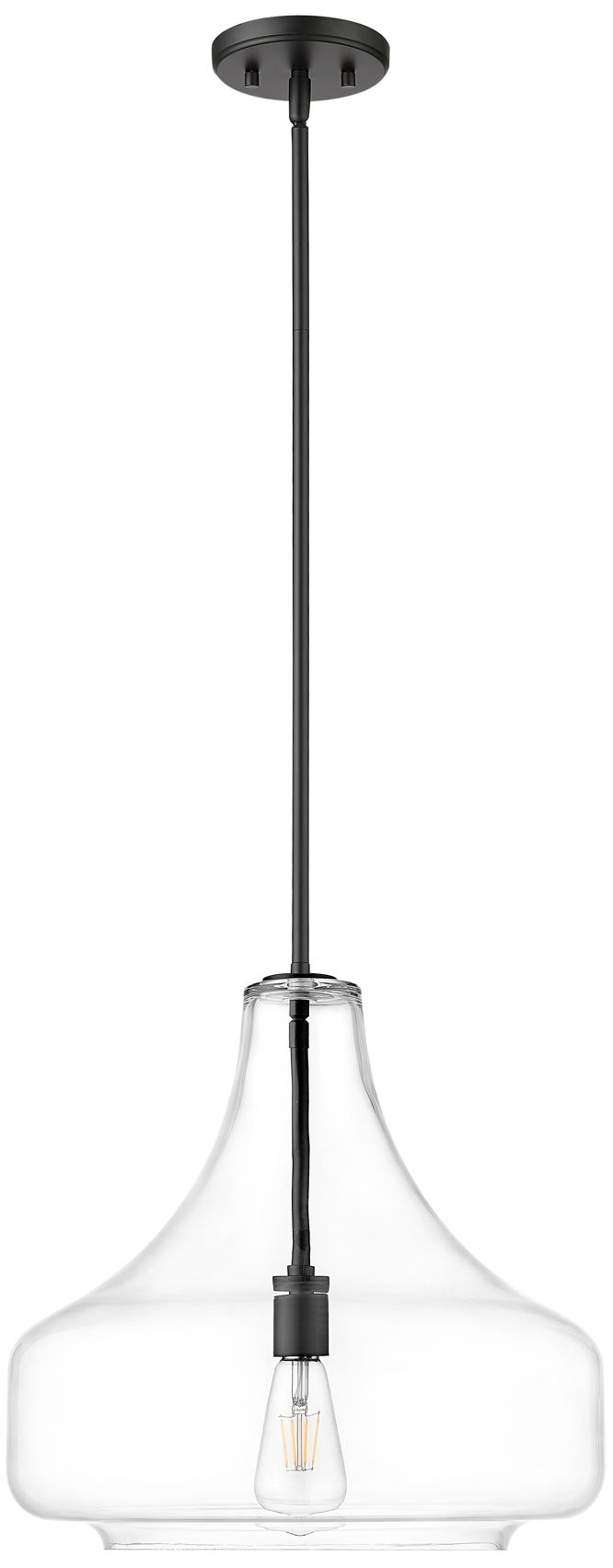 Image 2 Millennium Madelynn 1-Light 16" Matte Black Pendant with Glass Shade more views