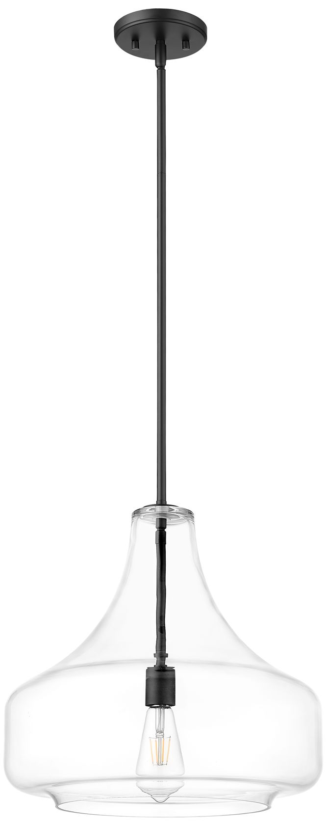 Image 3 Millennium Madelynn 1-Light 16" Matte Black Pendant with Glass Shade more views