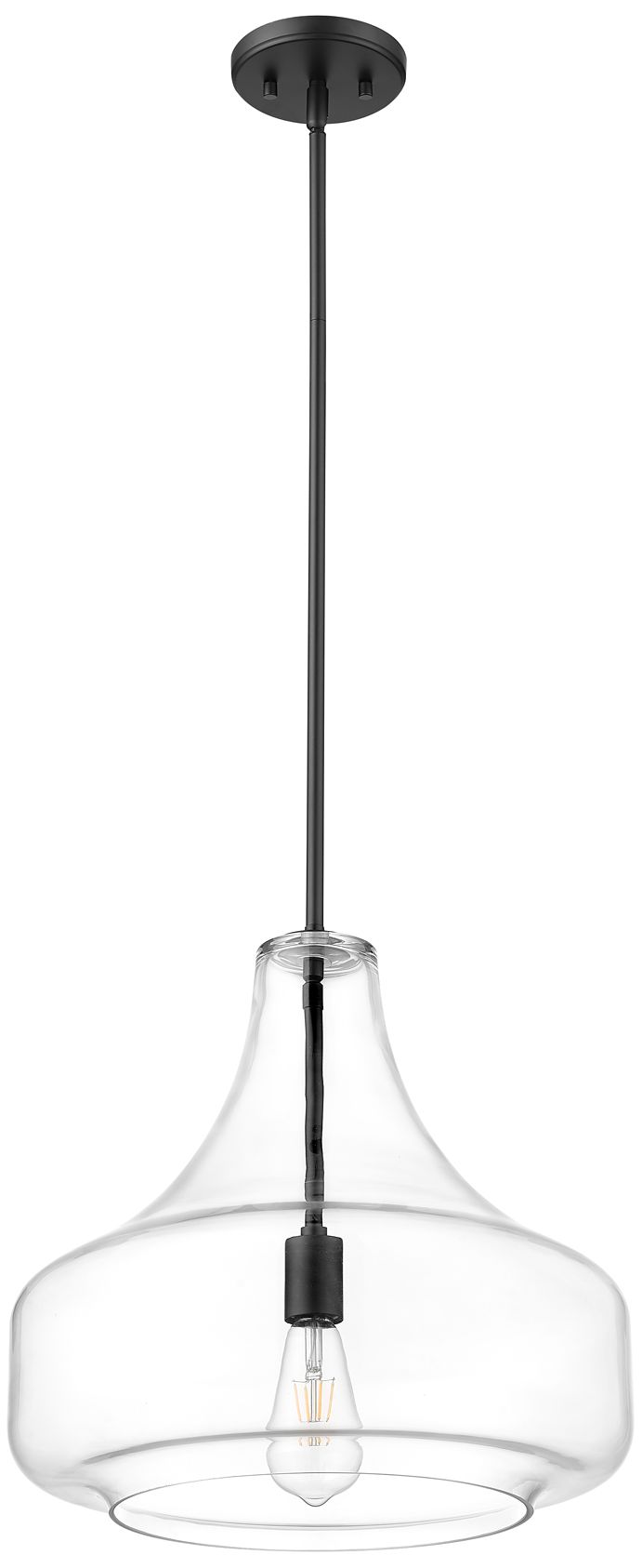 Image 4 Millennium Madelynn 1-Light 16" Matte Black Pendant with Glass Shade more views