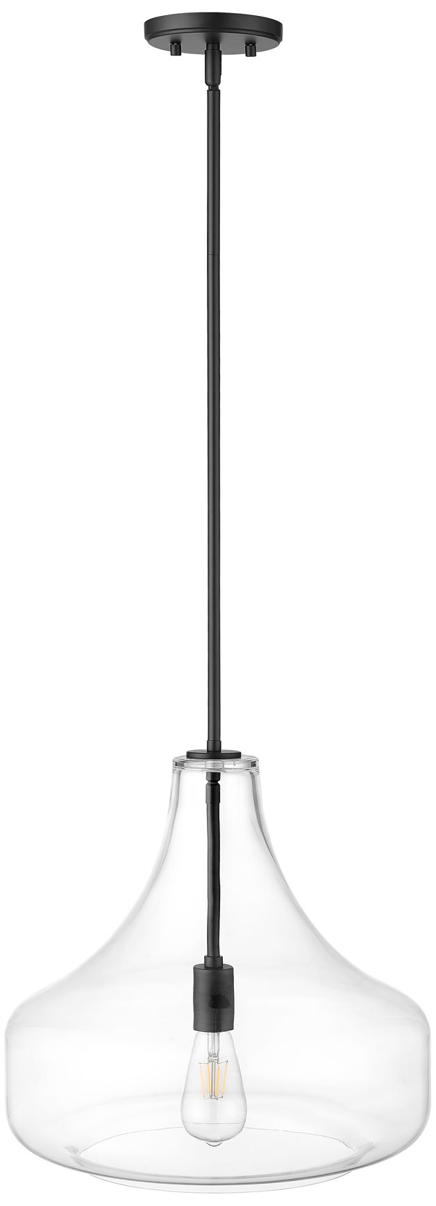 Image 5 Millennium Madelynn 1-Light 16" Matte Black Pendant with Glass Shade more views
