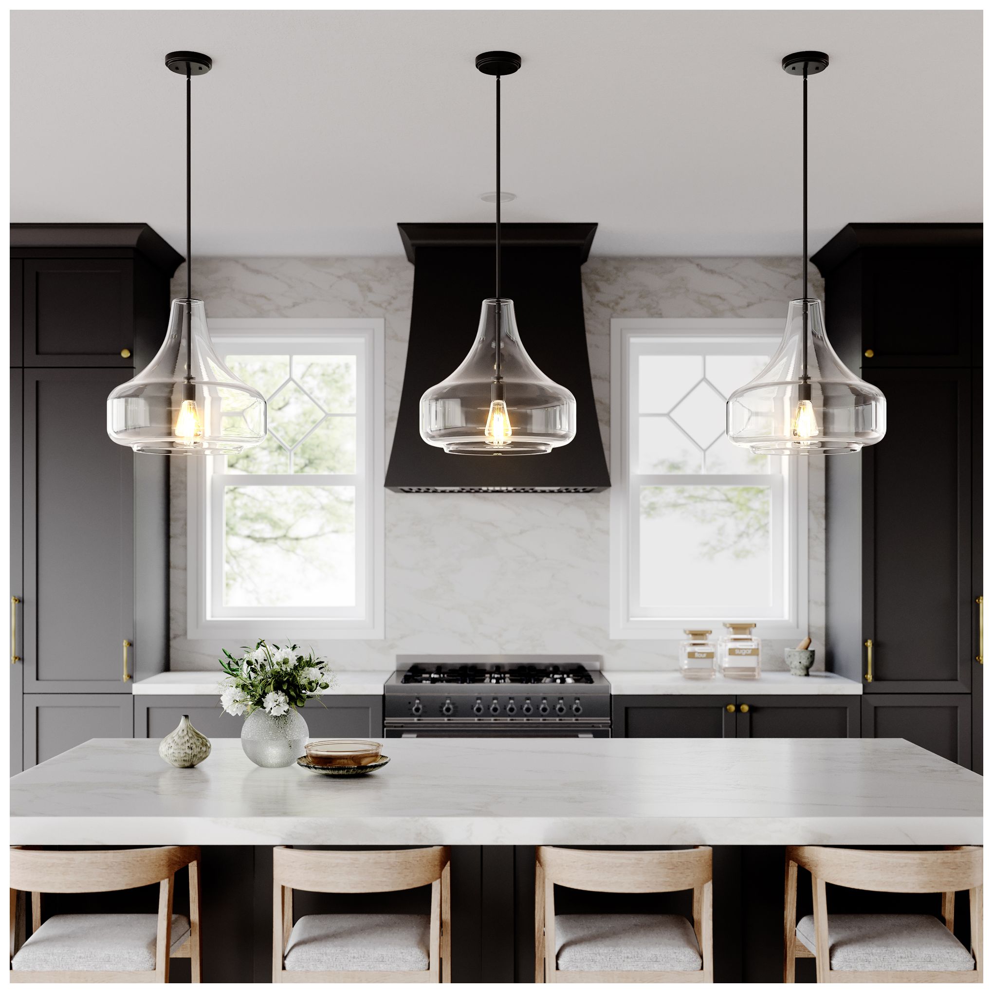 Image 7 Millennium Madelynn 1-Light 16" Matte Black Pendant with Glass Shade more views