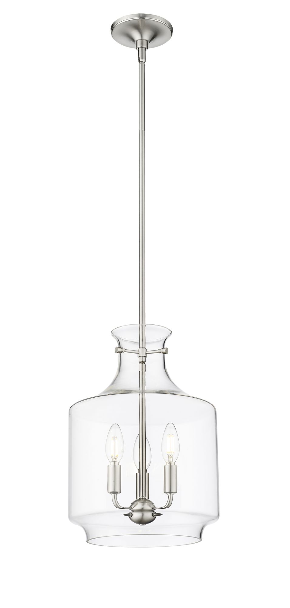 Image 3 Millennium Mahannah 3-Light 11" Brushed Nickel Pendant with Glass Shade more views