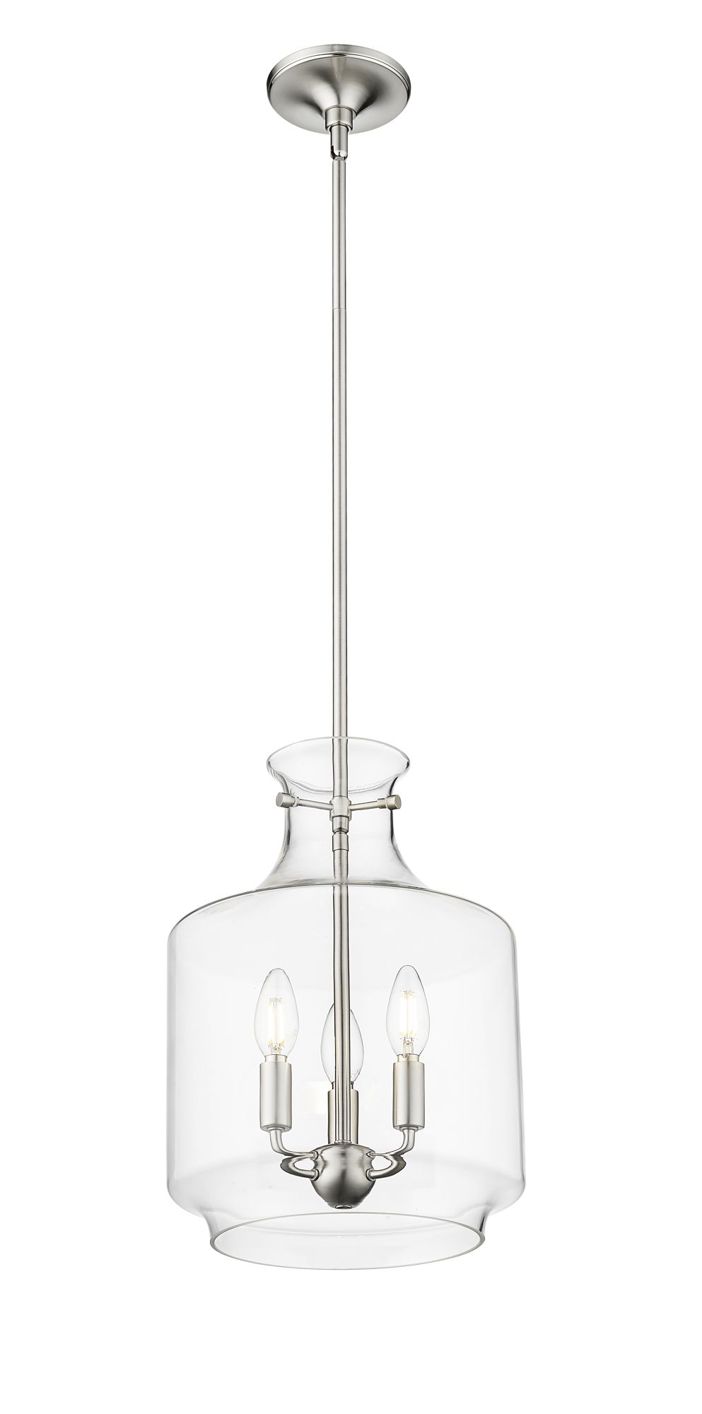 Image 4 Millennium Mahannah 3-Light 11" Brushed Nickel Pendant with Glass Shade more views