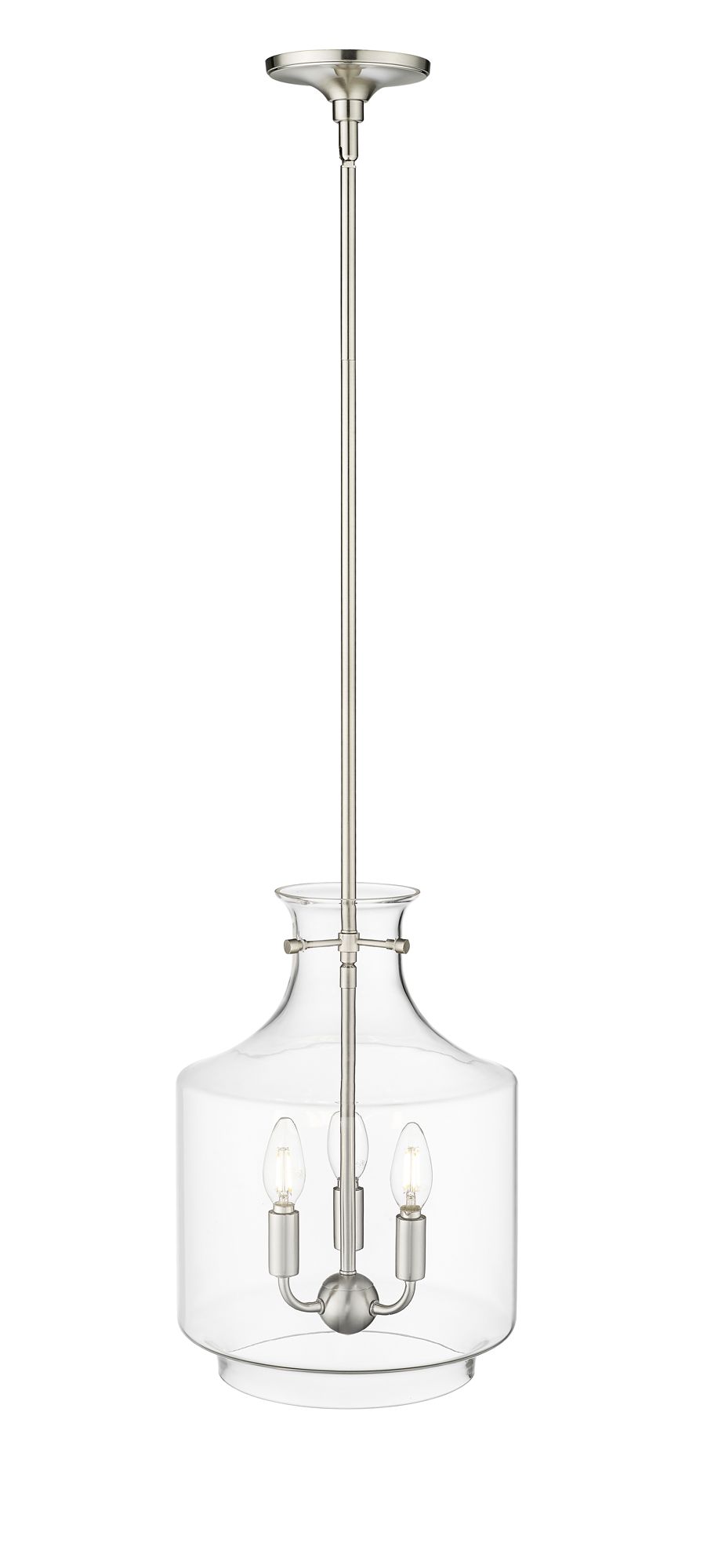 Image 5 Millennium Mahannah 3-Light 11" Brushed Nickel Pendant with Glass Shade more views