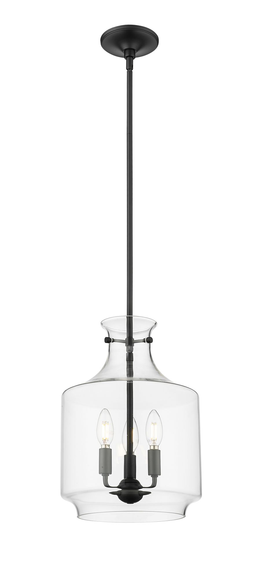 Image 2 Millennium Mahannah 3-Light 11" Matte Black Pendant with Glass Shade more views