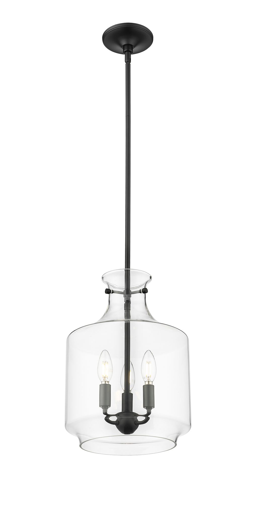 Image 4 Millennium Mahannah 3-Light 11" Matte Black Pendant with Glass Shade more views