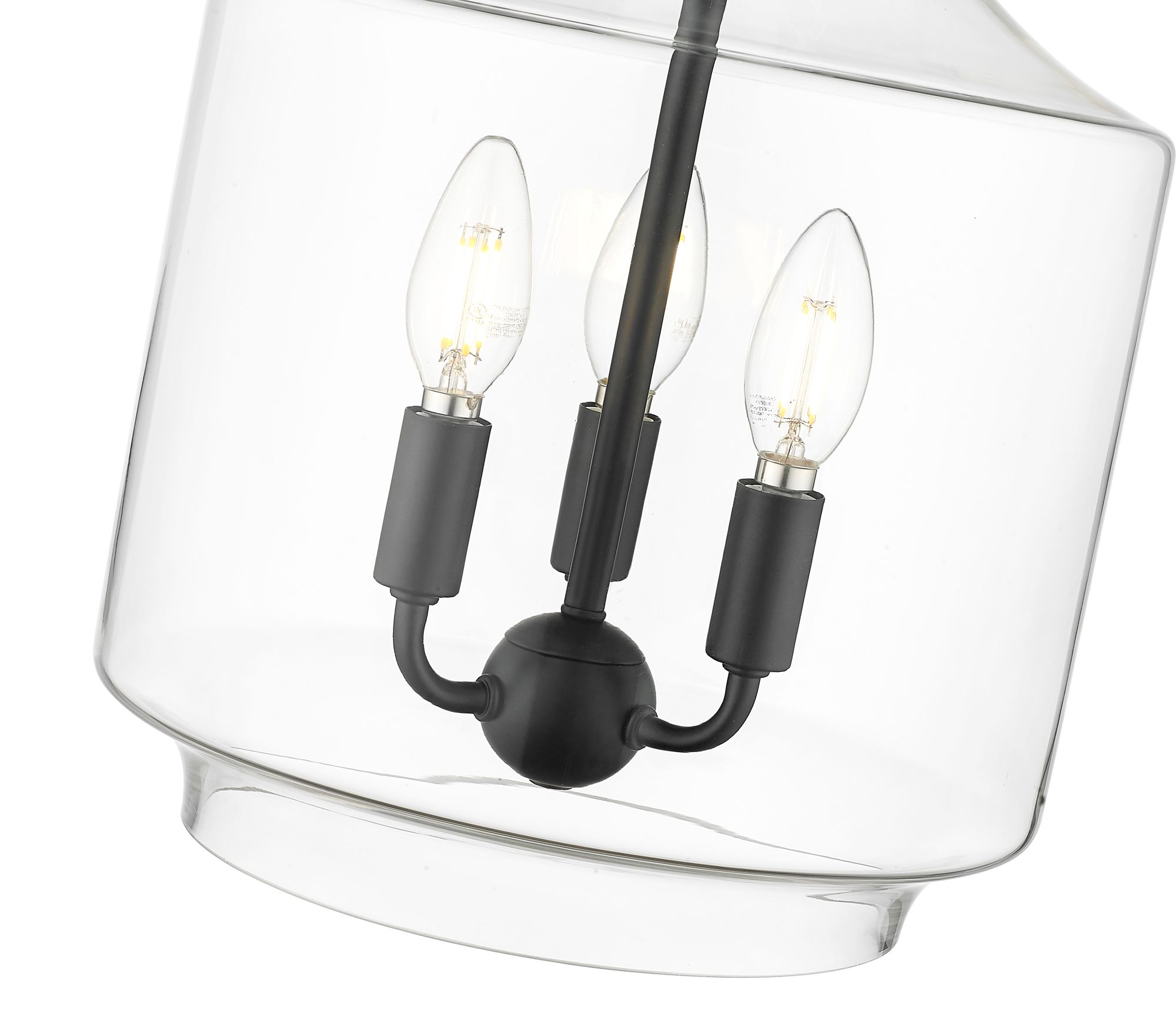 Image 6 Millennium Mahannah 3-Light 11" Matte Black Pendant with Glass Shade more views