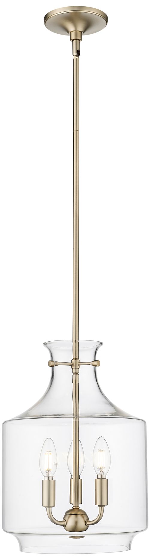Millennium Mahannah 3-Light 11" Modern Gold Pendant with Glass Shade