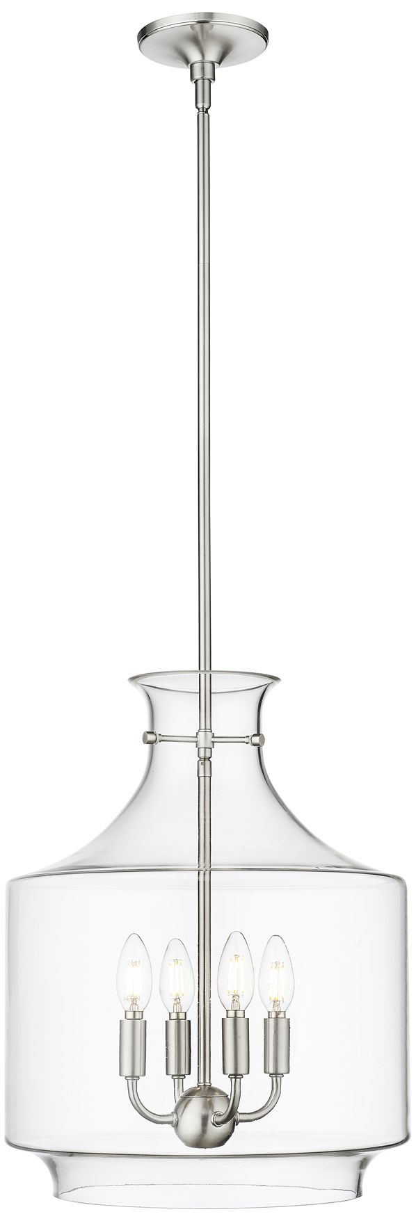 Millennium Mahannah 4-Light 15" Brushed Nickel Pendant with Glass Shade